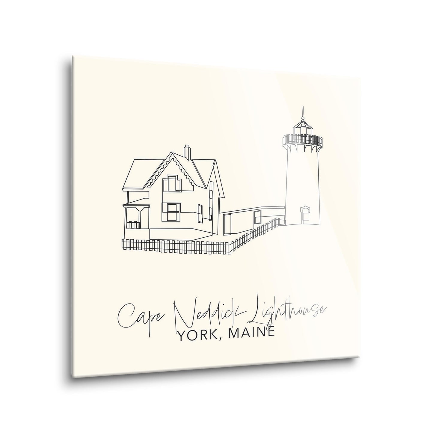 Cream Cape Neddick Lighthouse | Hi-Def Glass Art | Eaches | Min 2