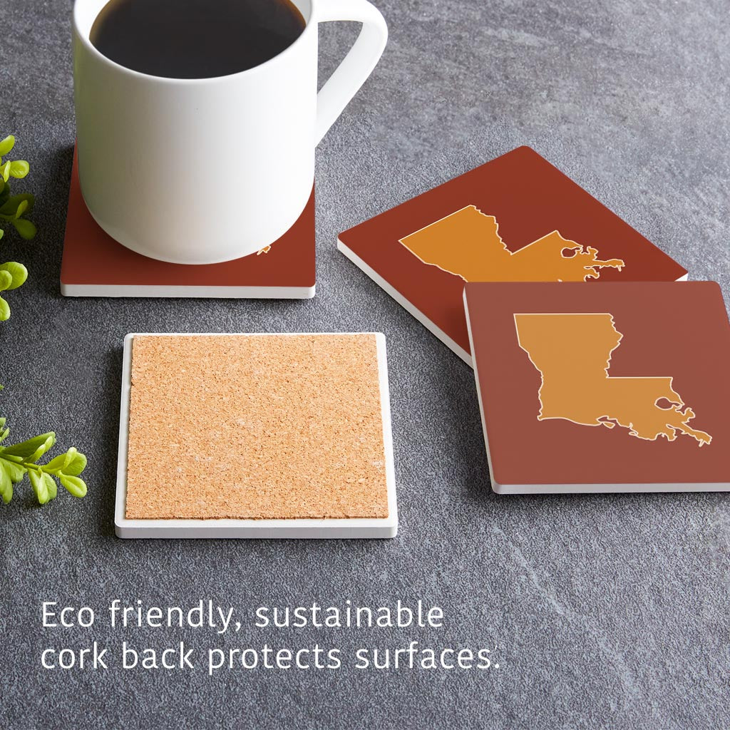 Louisiana Colorful State Shape | Absorbent Coasters | Set of 4 | Min 2