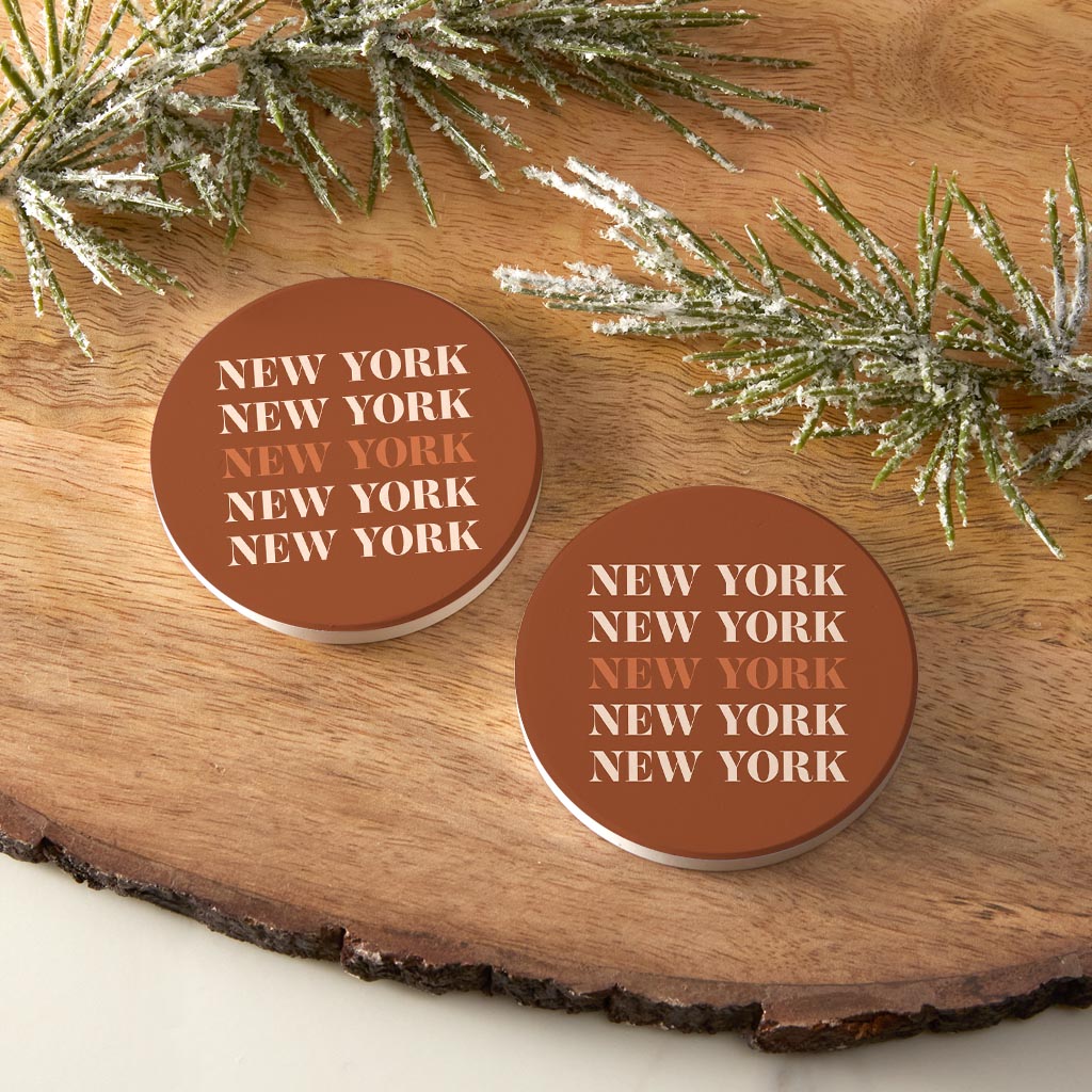 Modern Minimalist New York Repeated Dark| Absorbent Car Coasters | Set of 2 | Min 4