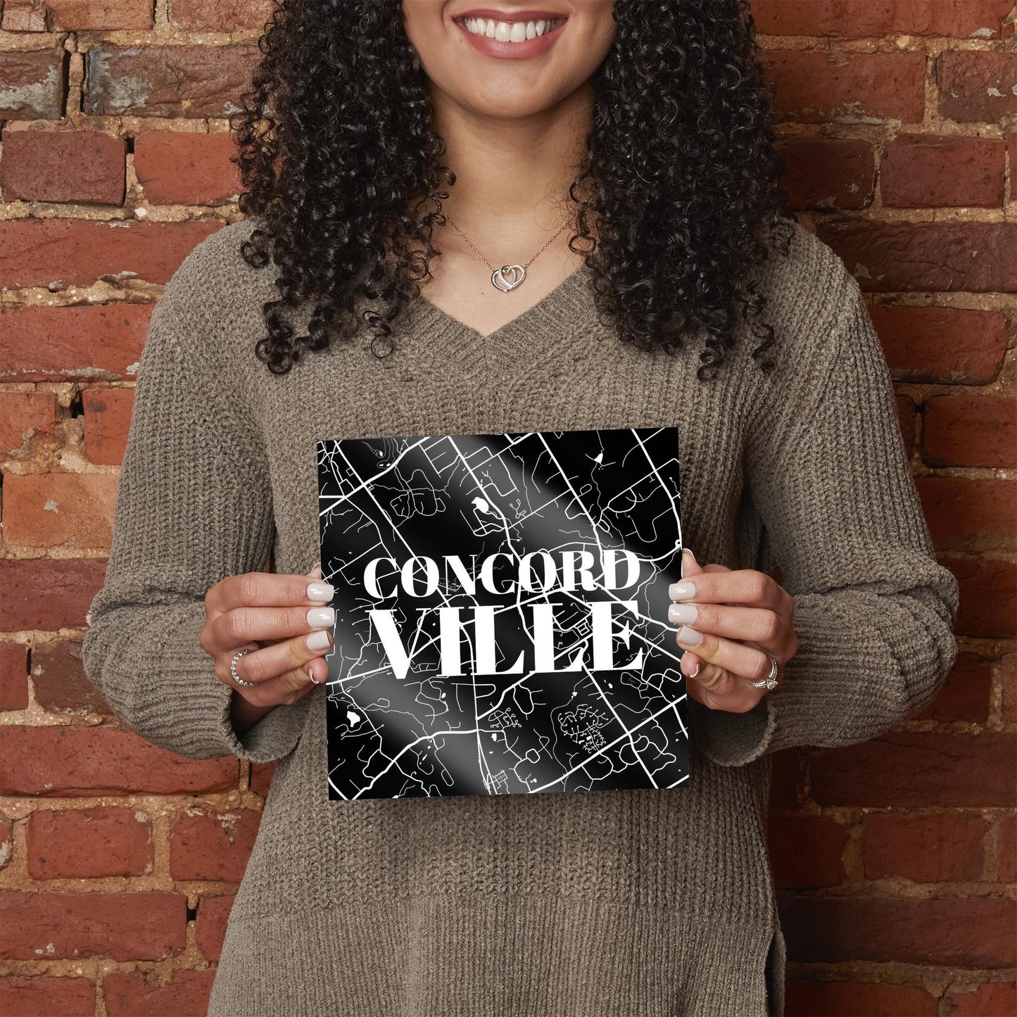 Minimalistic B&W Pennsylvania Concordville Map | Hi-Def Glass Art | Eaches | Min 2