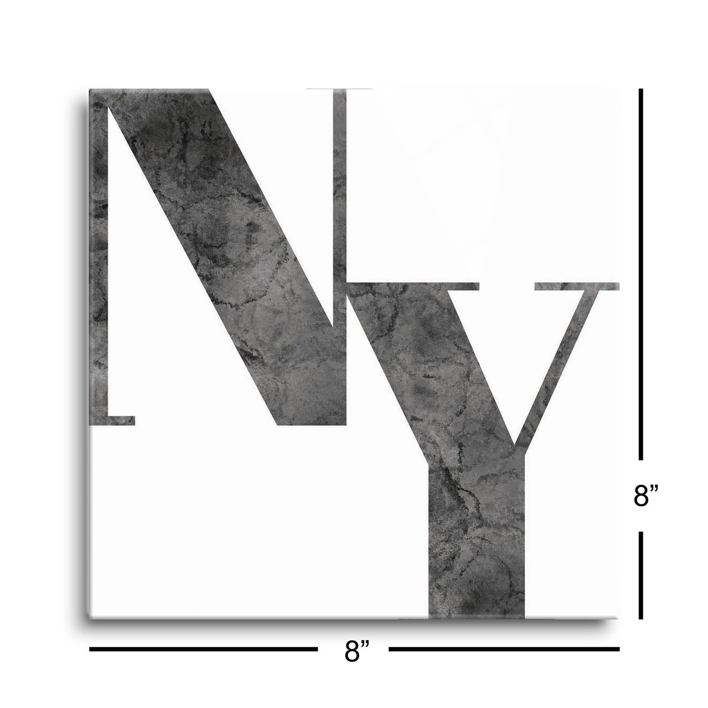 Minimalistic B&W New York White Initials | Hi-Def Glass Art | Eaches | Min 2