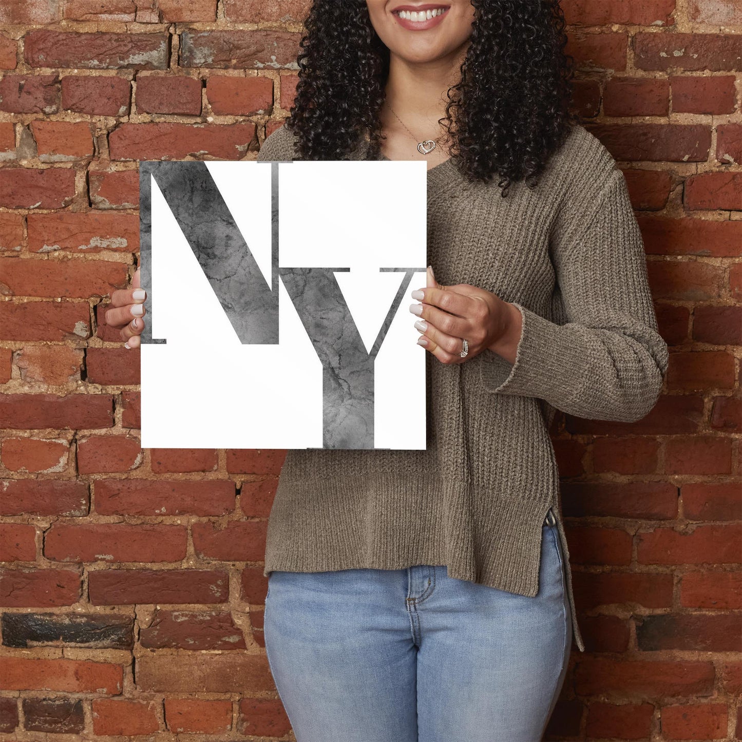 Minimalistic B&W New York White Initials | Hi-Def Glass Art | Eaches | Min 1