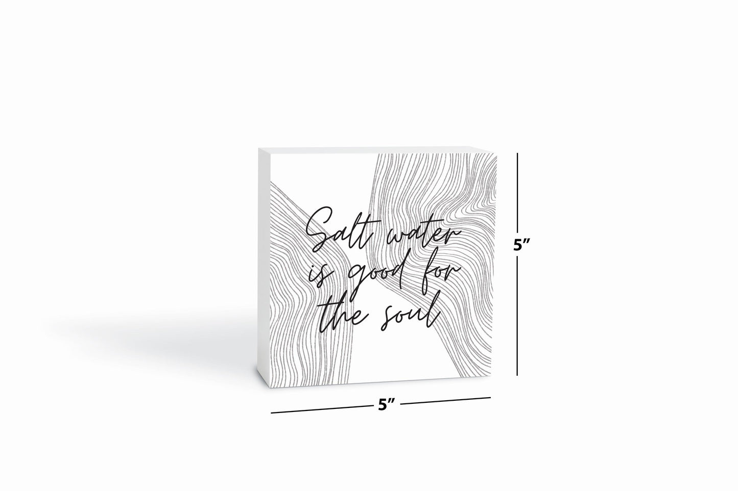 Minimalistic B&W Cape Cod Salt Water| Wood Block | Eaches | Min 4