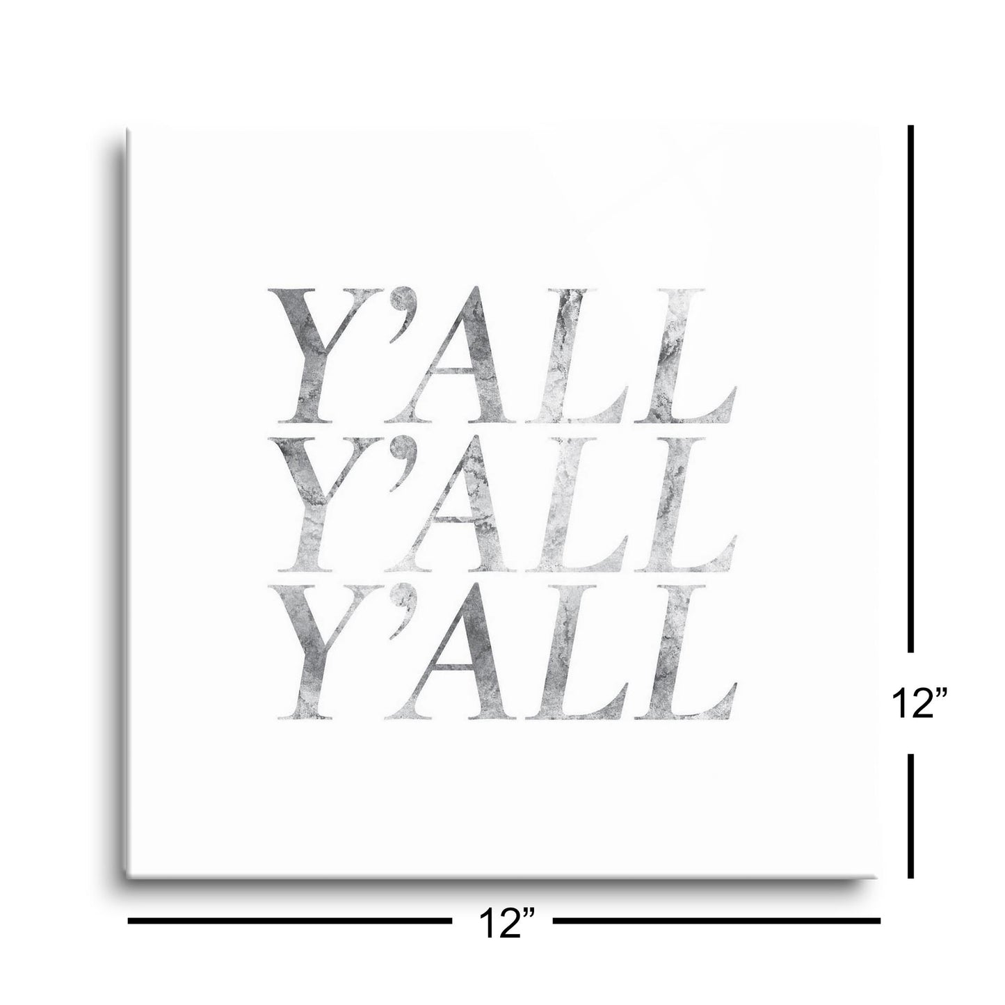 Minimalistic B&W Texas Textured Yall | Hi-Def Glass Art | Eaches | Min 1