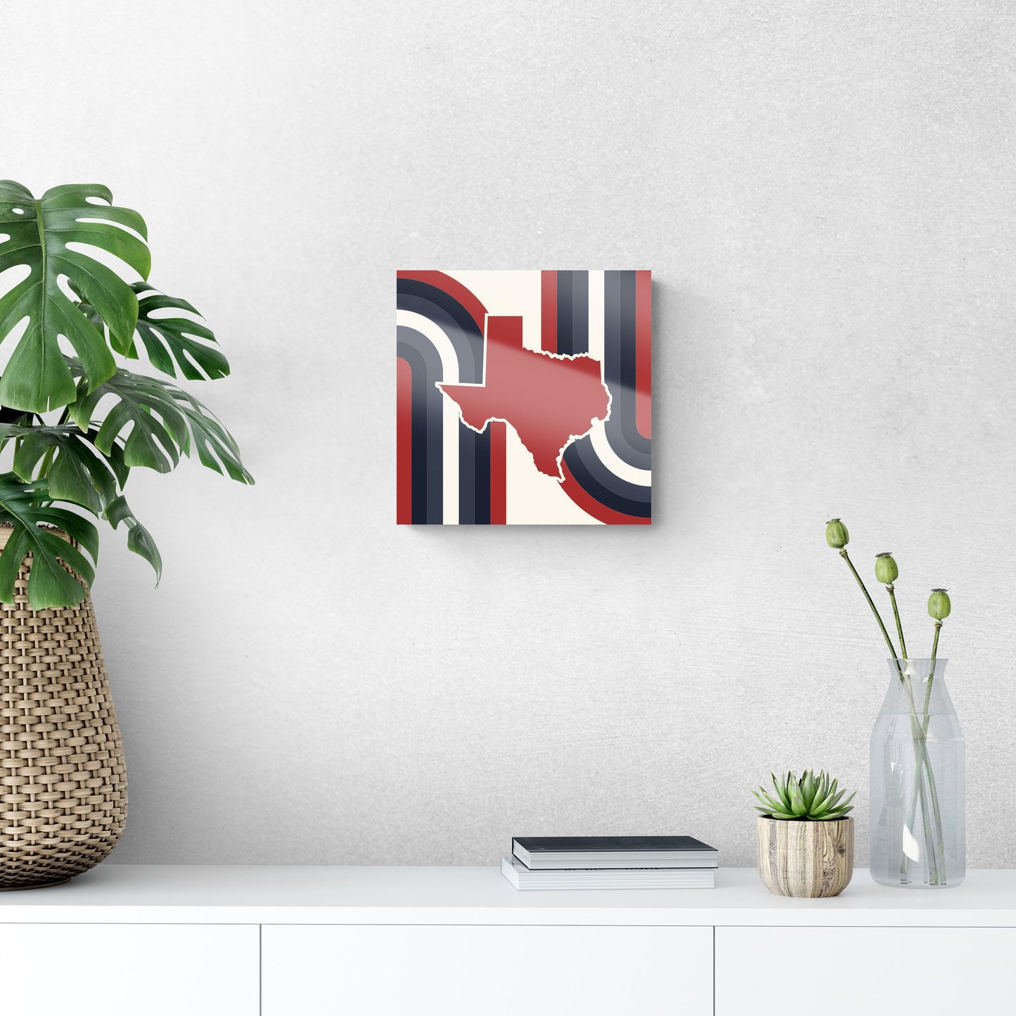 Modern Minimalist Texas Colors Retro Shape | Hi-Def Glass Art | Eaches | Min 1