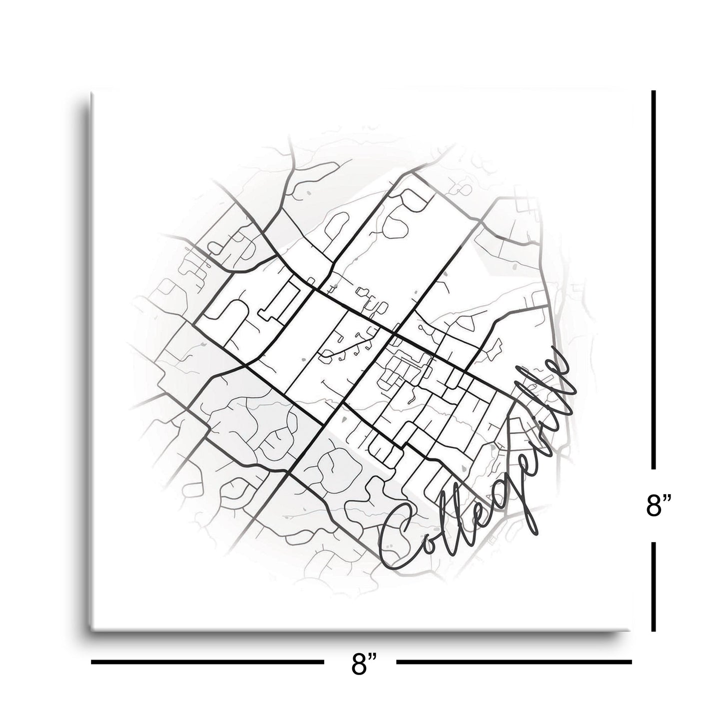 Minimalistic B&W Pennsylvania Collegeville Circle Map | Hi-Def Glass Art | Eaches | Min 2