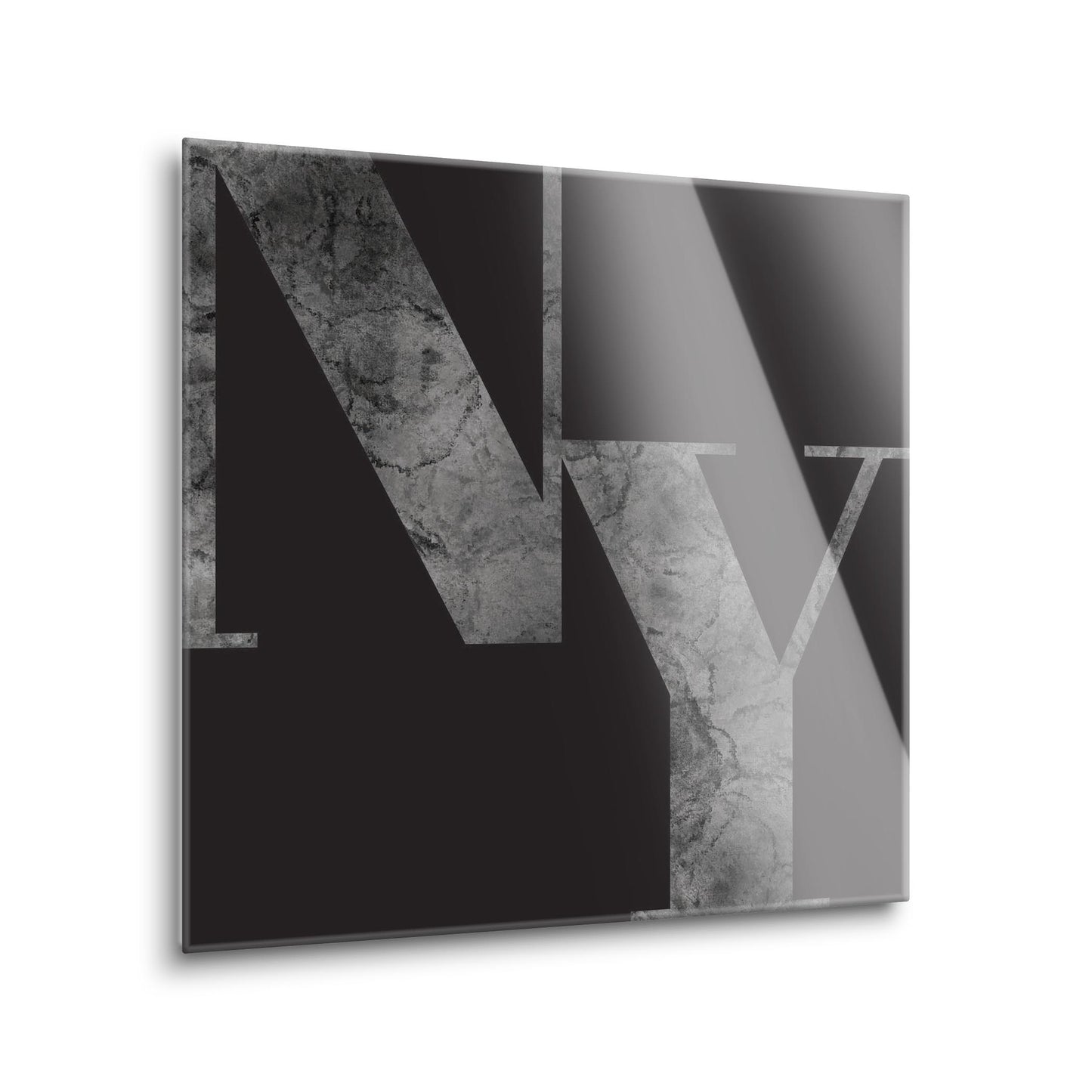 Minimalistic B&W New York Black Initials | Hi-Def Glass Art | Eaches | Min 1