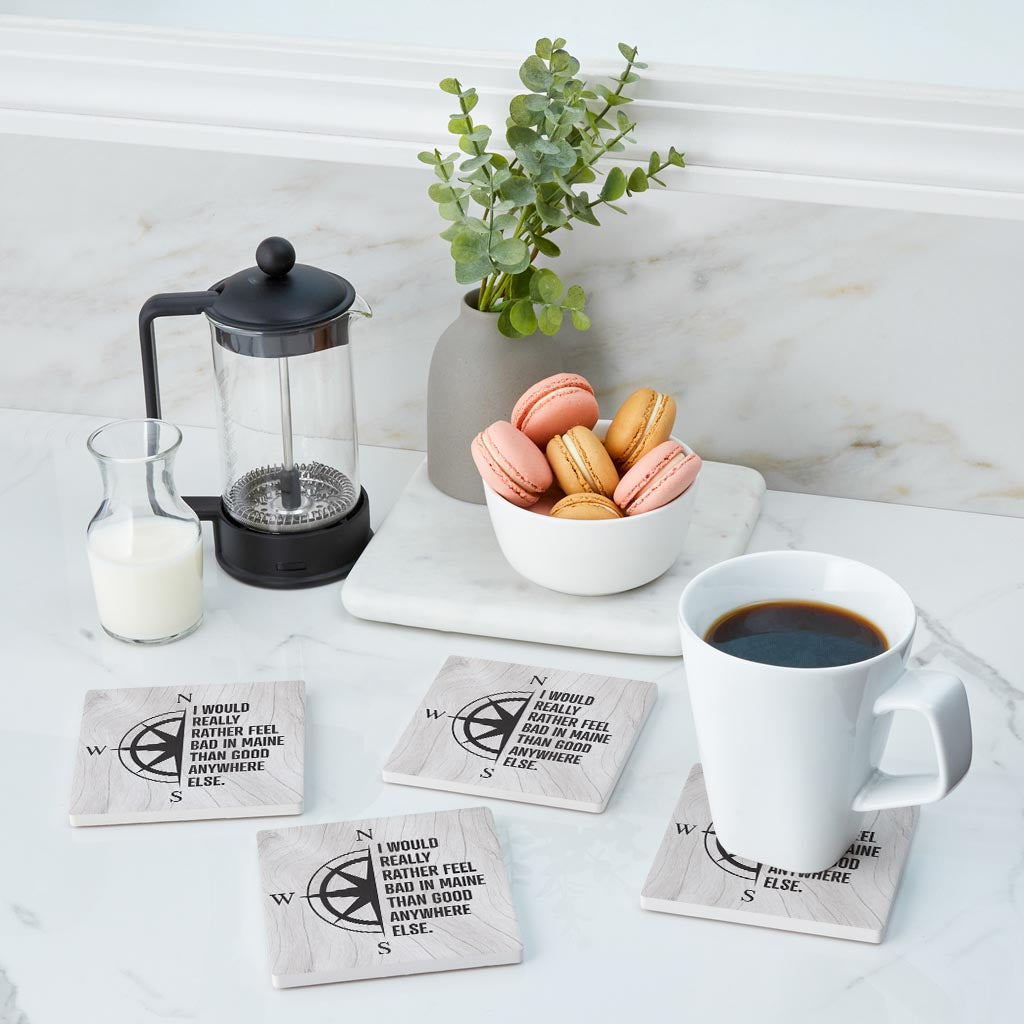 New England Compass Saying | Absorbent Coasters | Set of 4 | Min 2