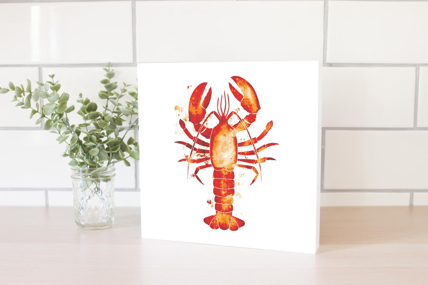 East Coast Water Color Lobster | Wood Block | Eaches | Min 2