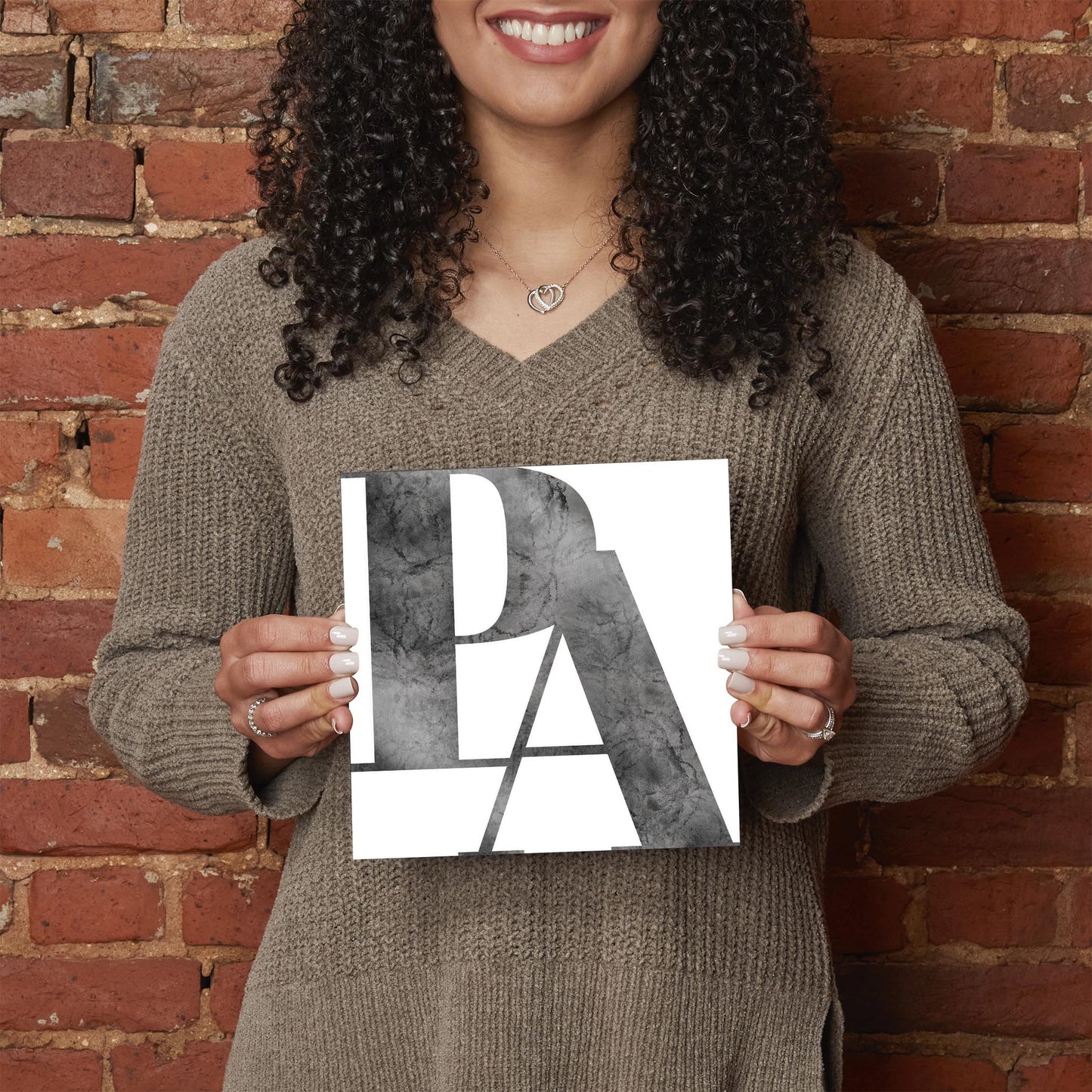 Minimalistic B&W Pennsylvania White Initials | Hi-Def Glass Art | Eaches | Min 2