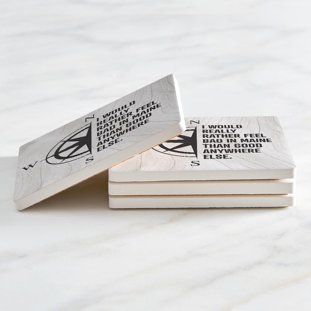 New England Compass Saying | Absorbent Coasters | Set of 4 | Min 2