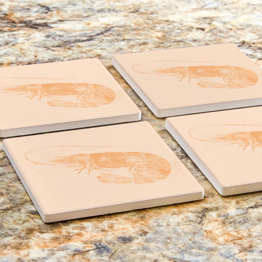 Louisiana Colorful Water Color Shrimp| Absorbent Coasters | Set of 4 | Min 2