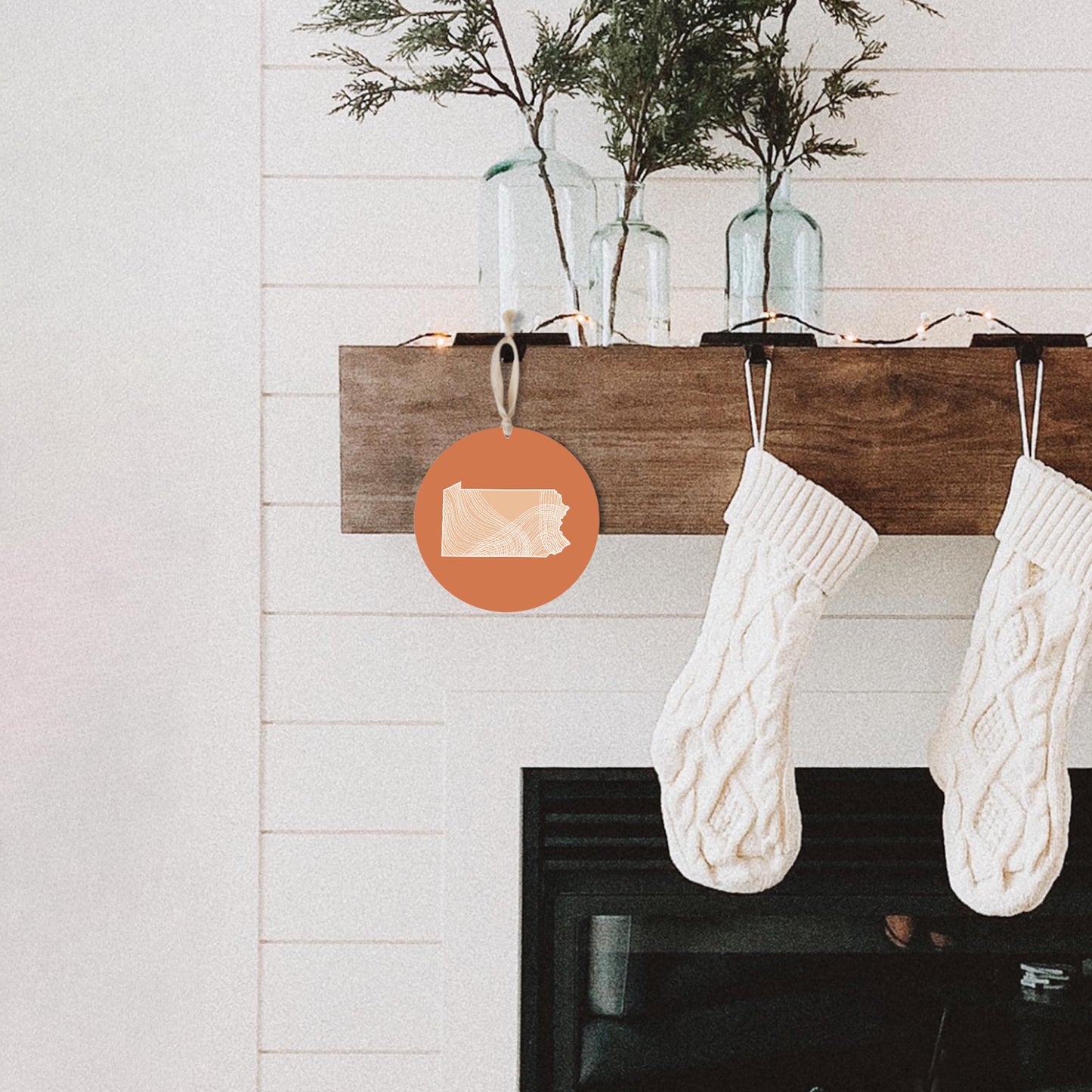 Modern Minimalist Pennsylvania State Lines Light | Wood Ornament | Eaches | Min 1