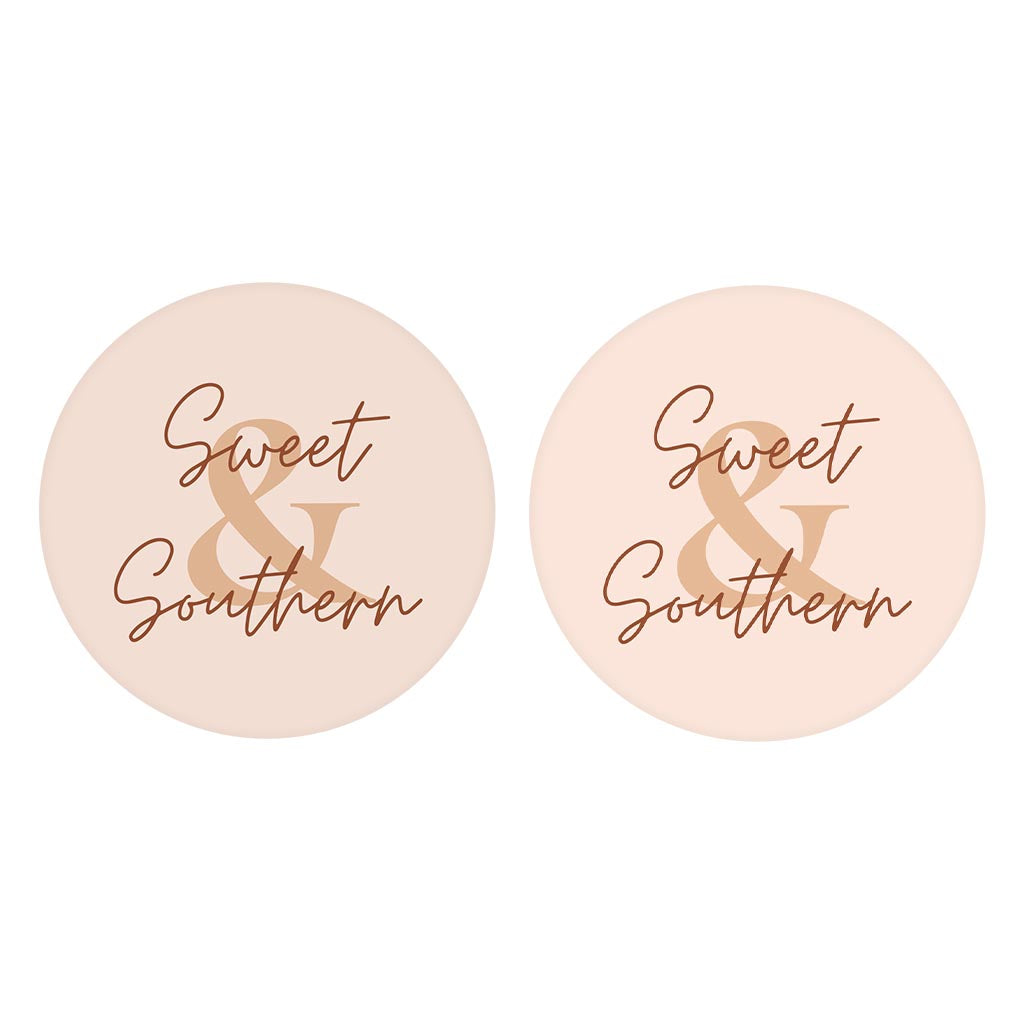 Modern Minimalist Texas Sweet Southern| Absorbent Car Coasters | Set of 2 | Min 4