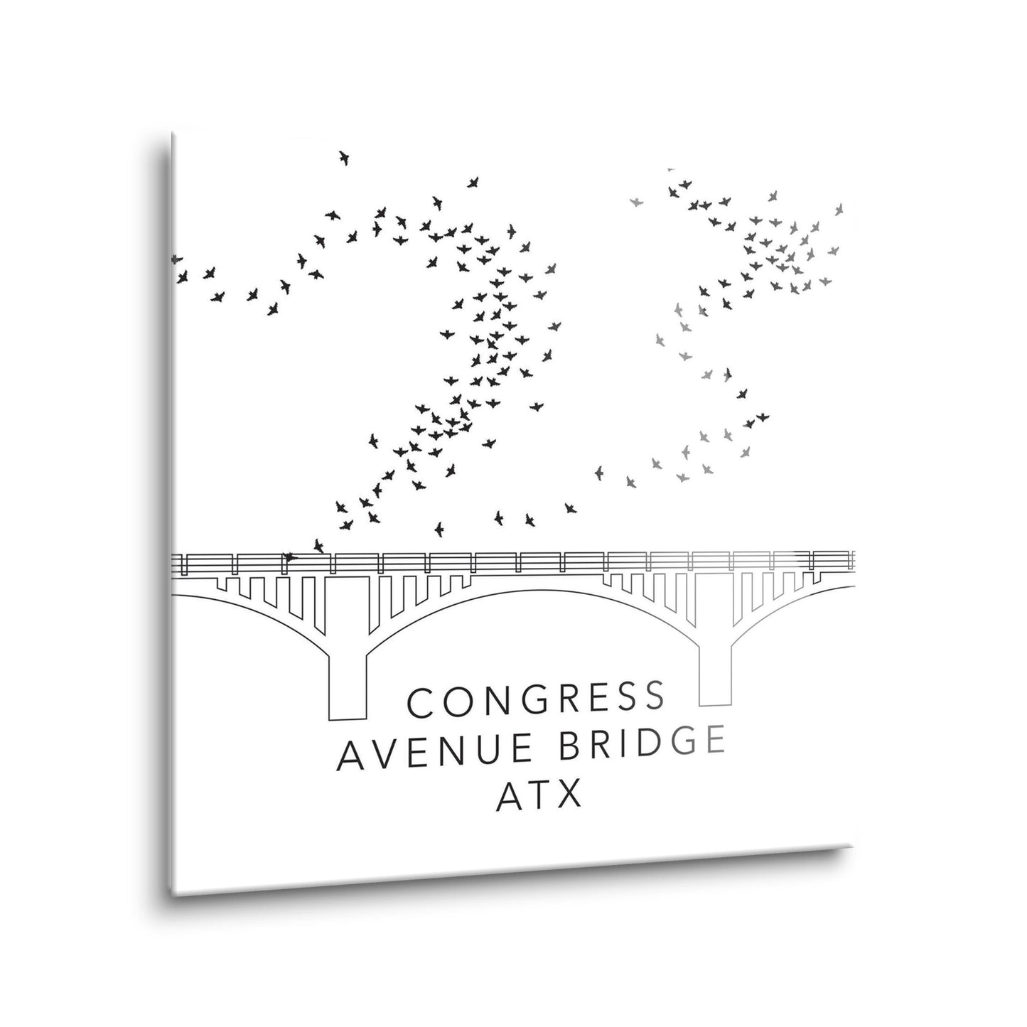 Minimalist B&W Texas Austin Congress Avenue Bridge | Hi-Def Glass Art | Eaches | Min 2