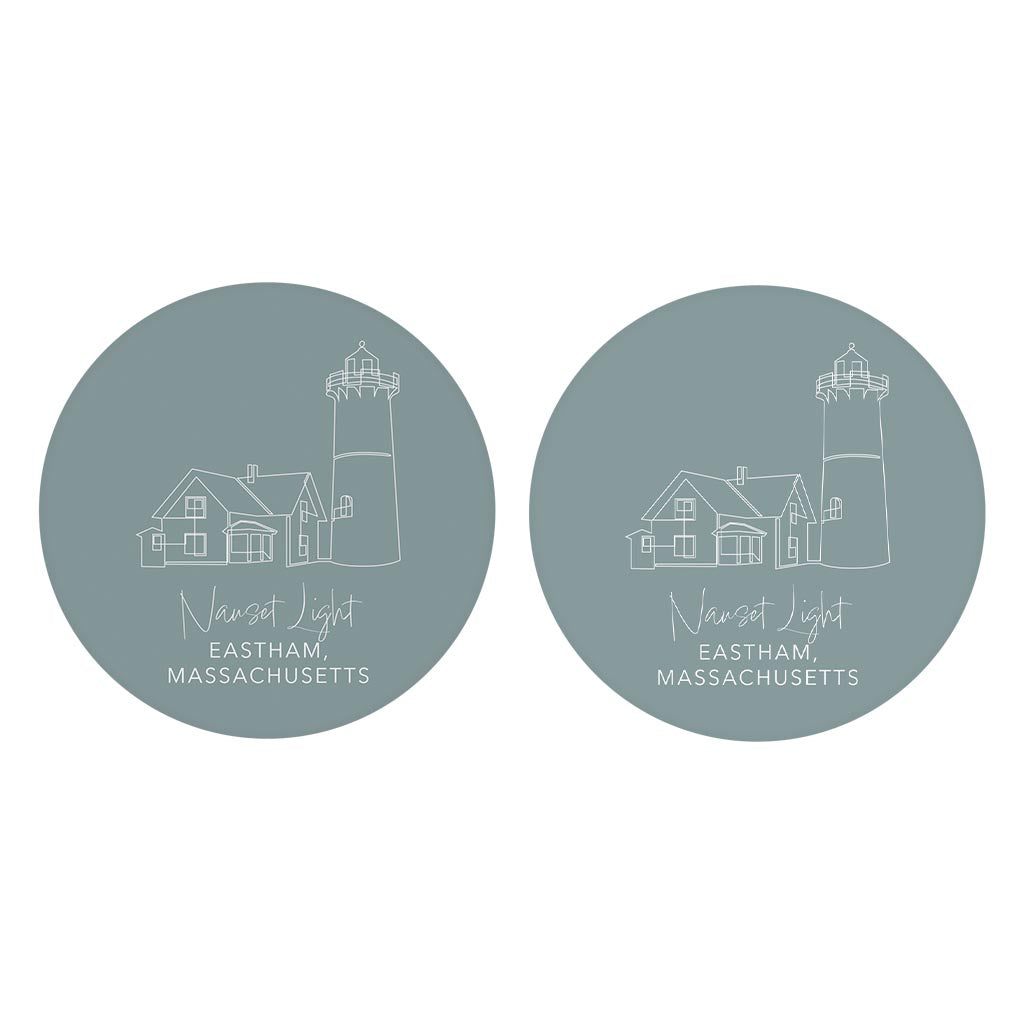 Nauset Light Muted Coastal | Absorbent Car Coasters | Set of 2 | Min 4