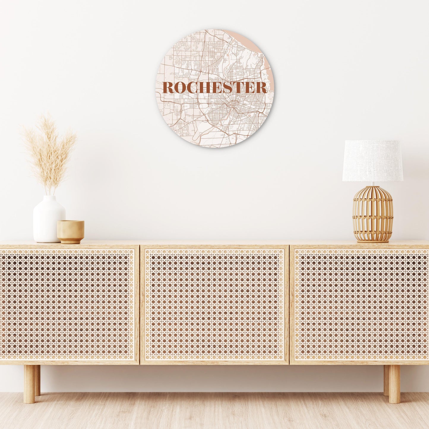 Modern Minimalist New York Rochester Map | Wood Sign | Eaches | Min 1