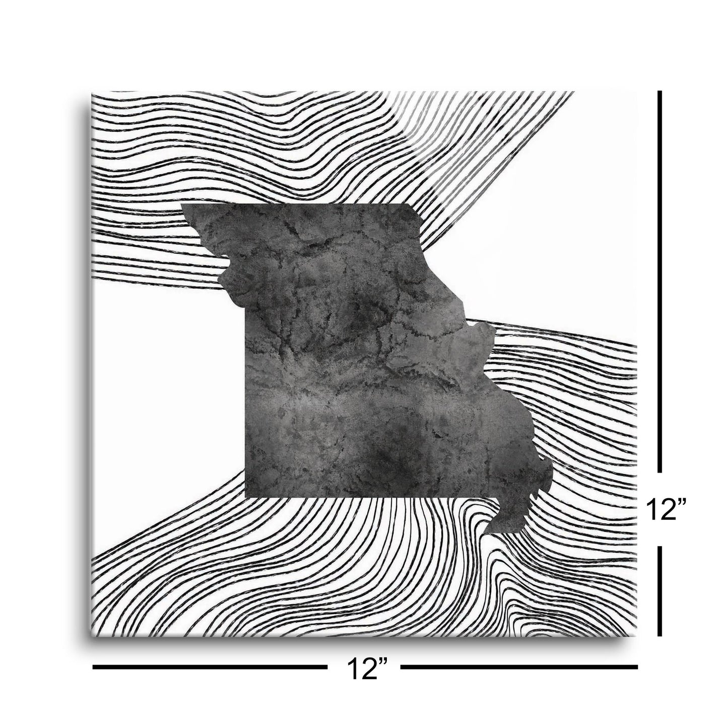 Minimalist B&W Missouri State With Fluid Lines | Hi-Def Glass Art | Eaches | Min 1