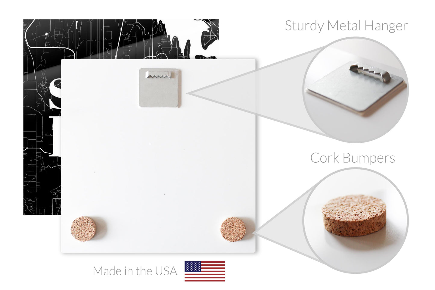 Minimalistic B&W Washington Silverdale Map | Hi-Def Glass Art | Eaches | Min 2