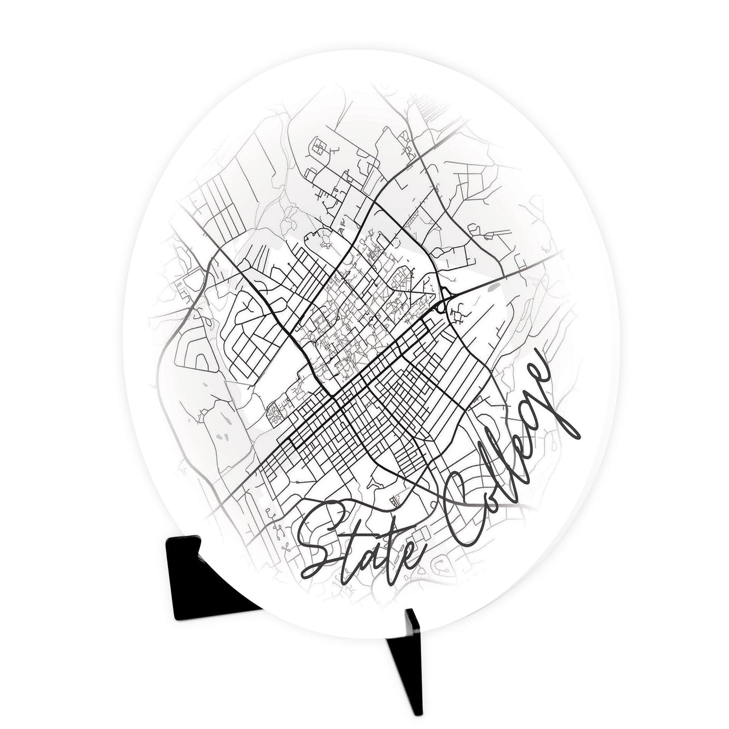 Minimalistic B&W Pennsylvania State College Circle Map | Wood Sign | Eaches | Min 1