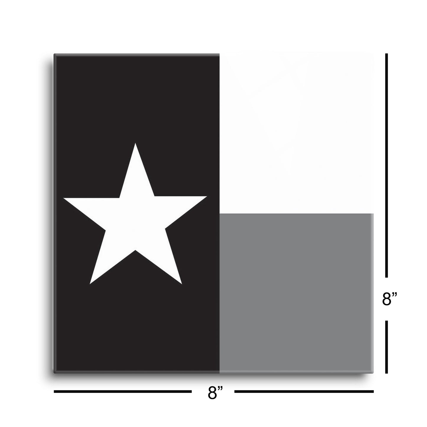 Minimalistic B&W Texas State Flag | Hi-Def Glass Art | Eaches | Min 2