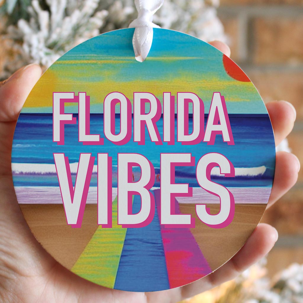 Florida Vibes| Wood Ornament | Eaches | Min 6