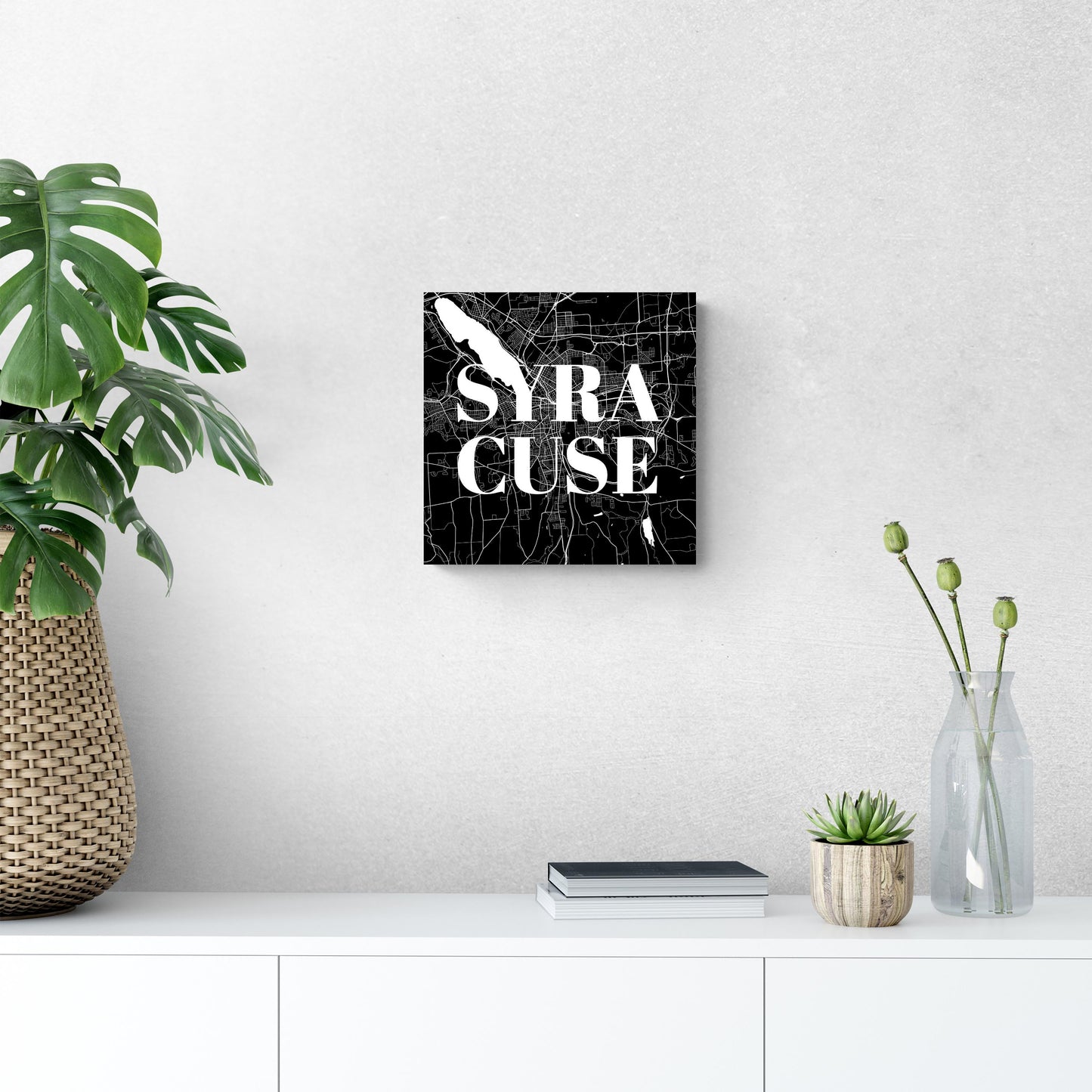 Minimalistic B&W New York Syracuse Map | Wood Sign | Eaches | Min 2