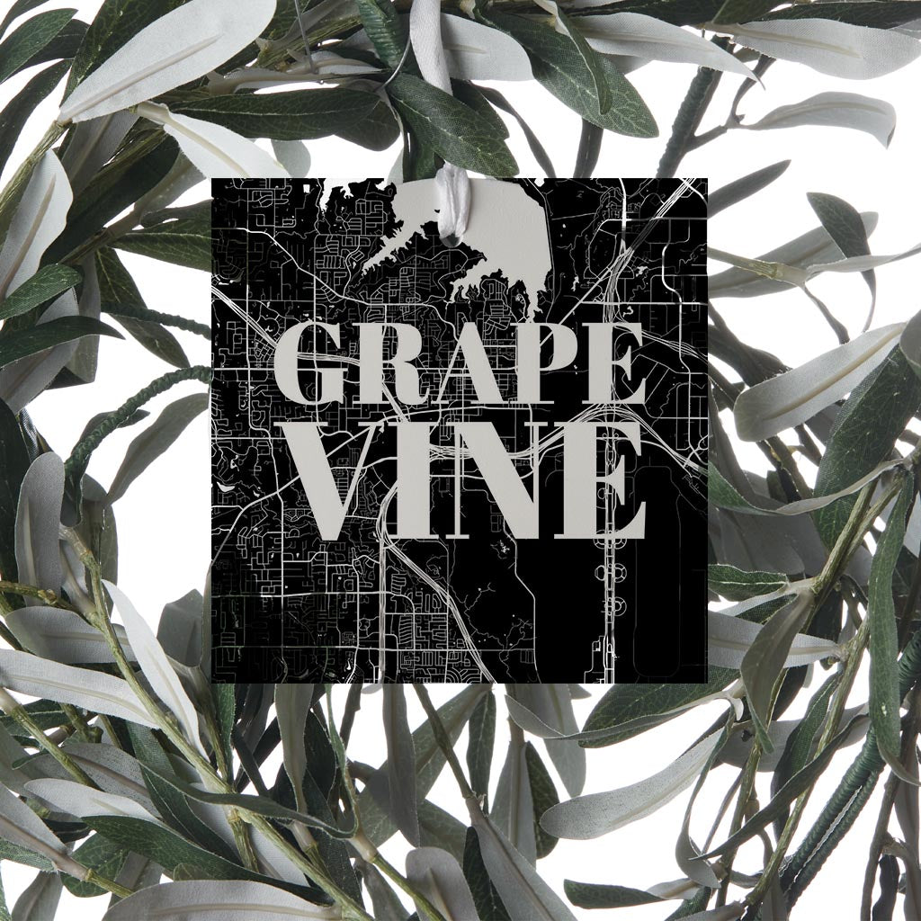 Minimalistic B&W Texas Grapevine Map | Wood Ornament | Eaches | Min 6