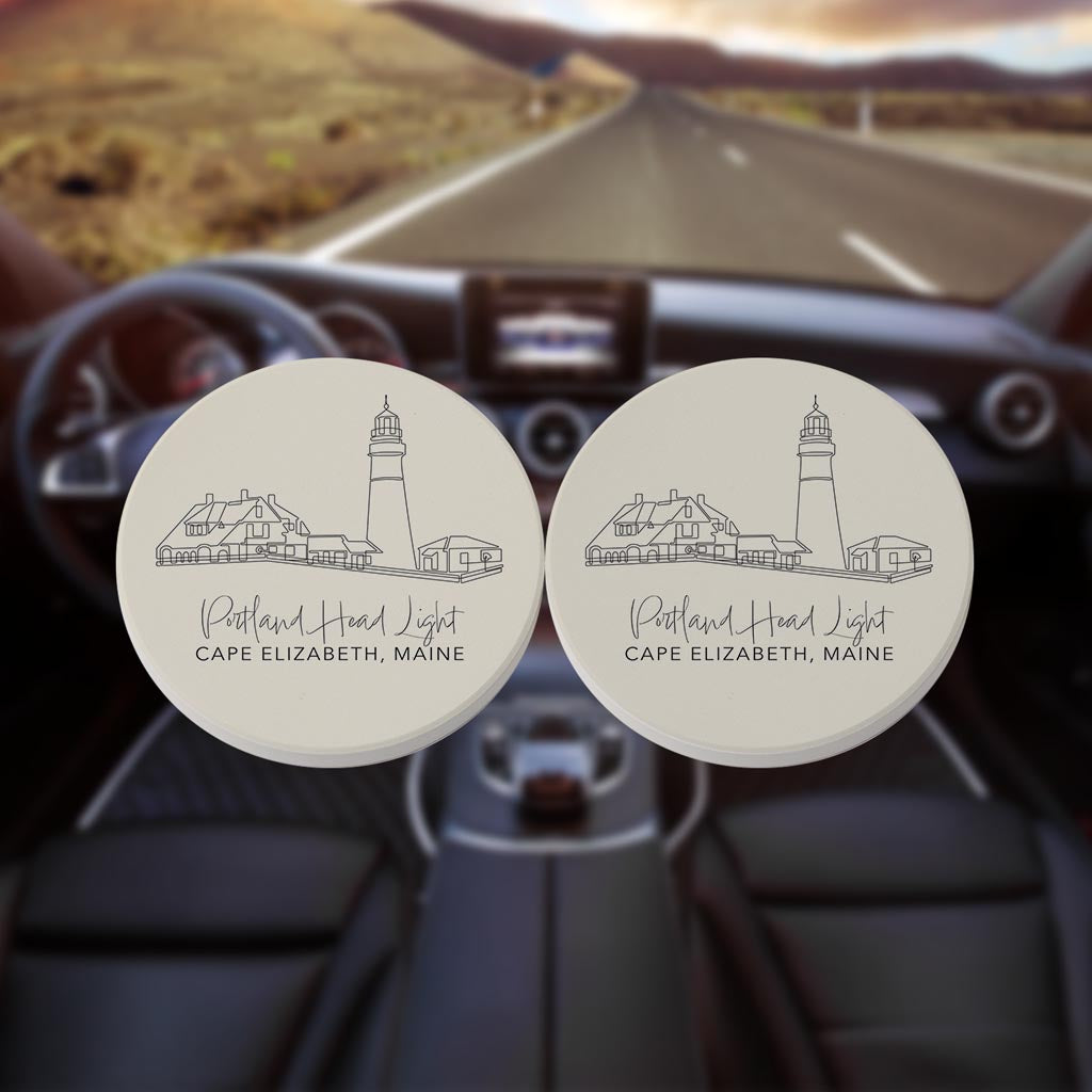 Portland Head Light| Absorbent Car Coasters | Set of 2 | Min 4