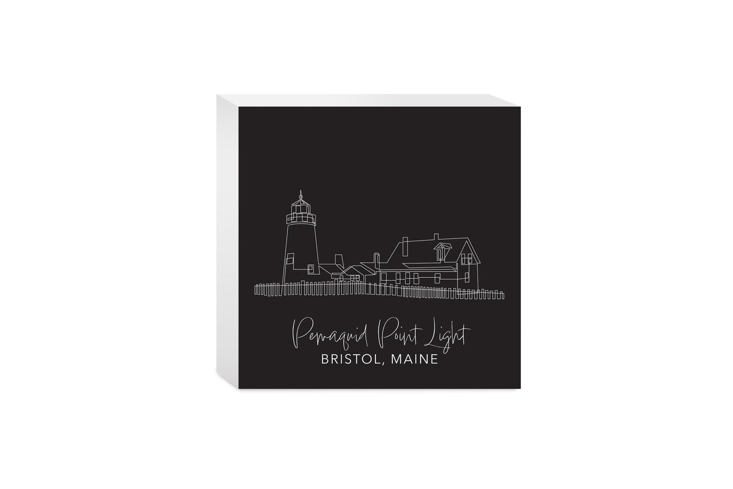 Black Pemaquid Point Light| Wood Block | Eaches | Min 4