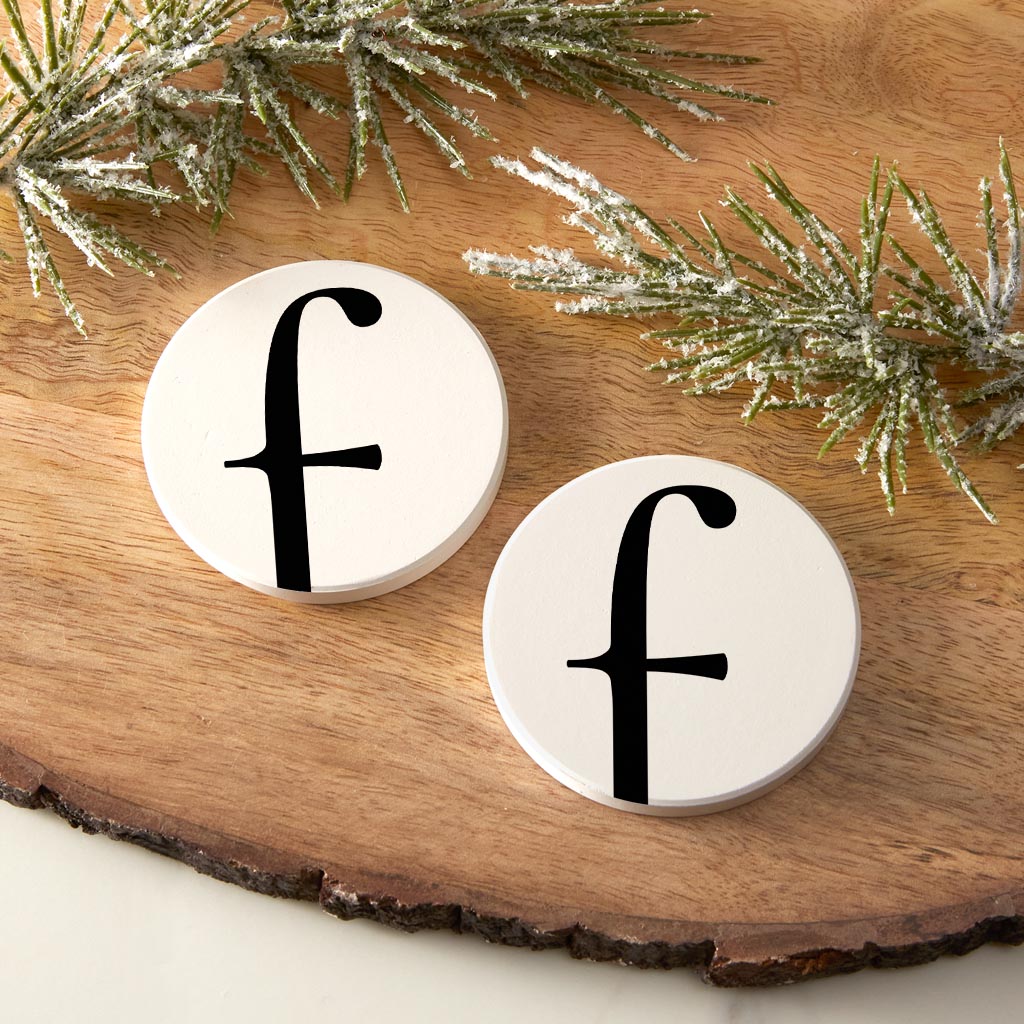Minimalist Monogram F Circle | Absorbent Car Coasters | Set of 2 | Min 4