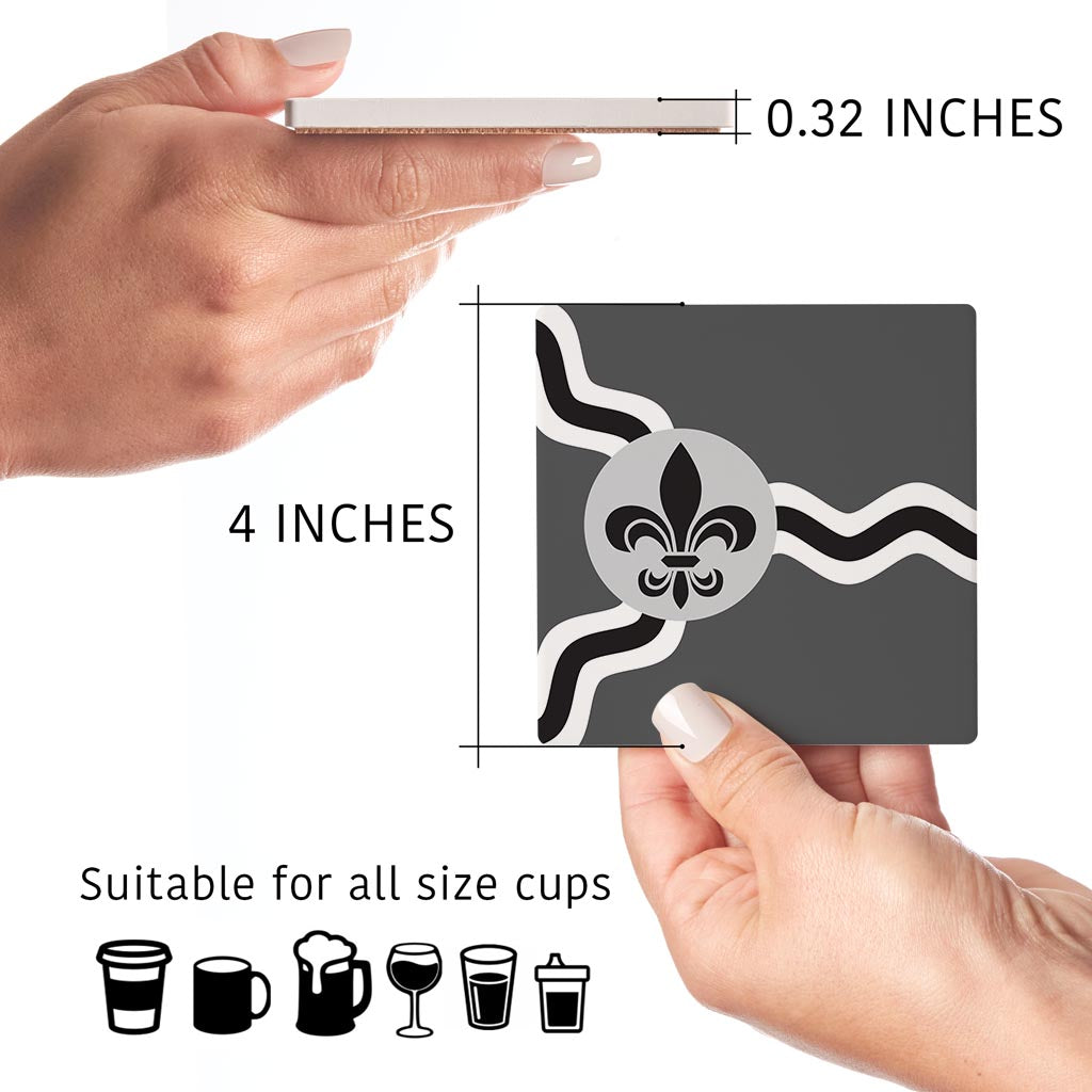 Minimalist B&W Missouri St Louis Flag | Absorbent Coasters | Set of 4 | Min 2