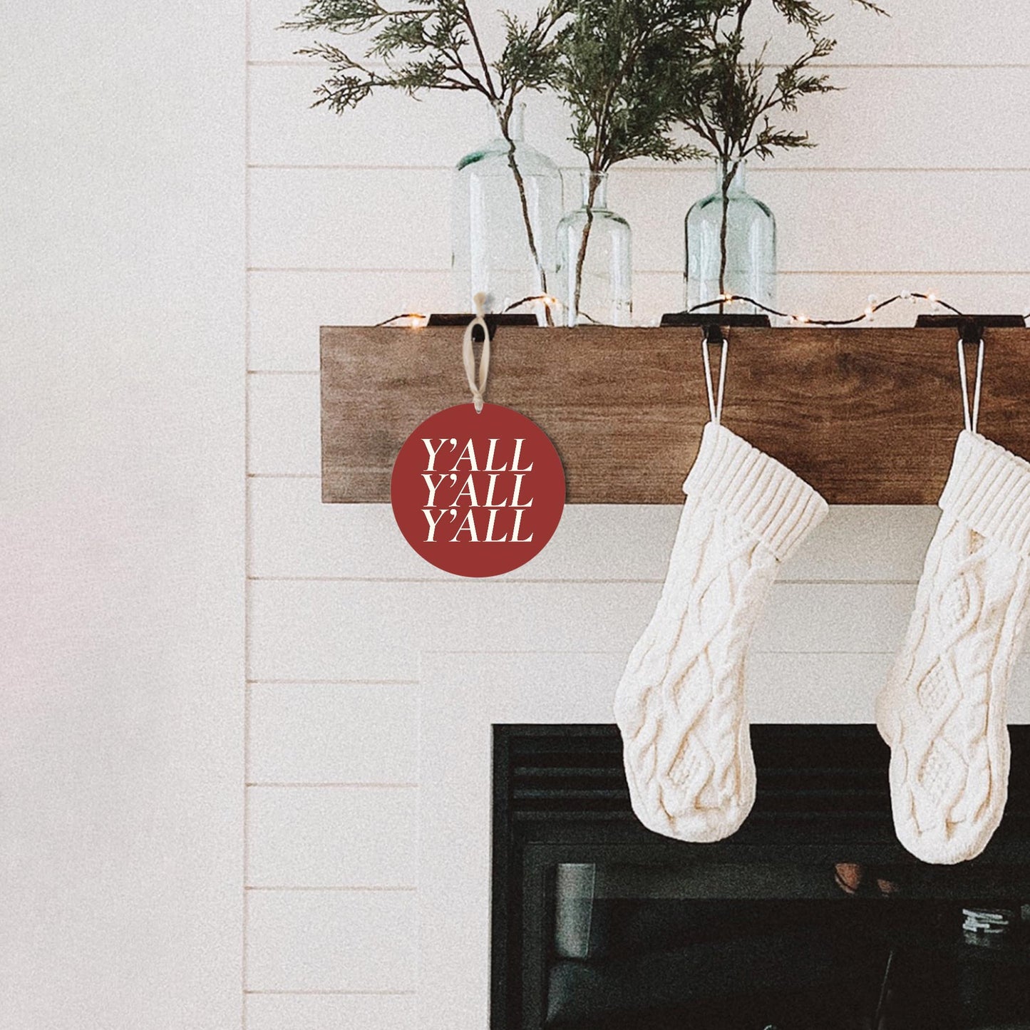 Modern Minimalist Oklahoma Yall | Wood Ornament | Eaches | Min 1