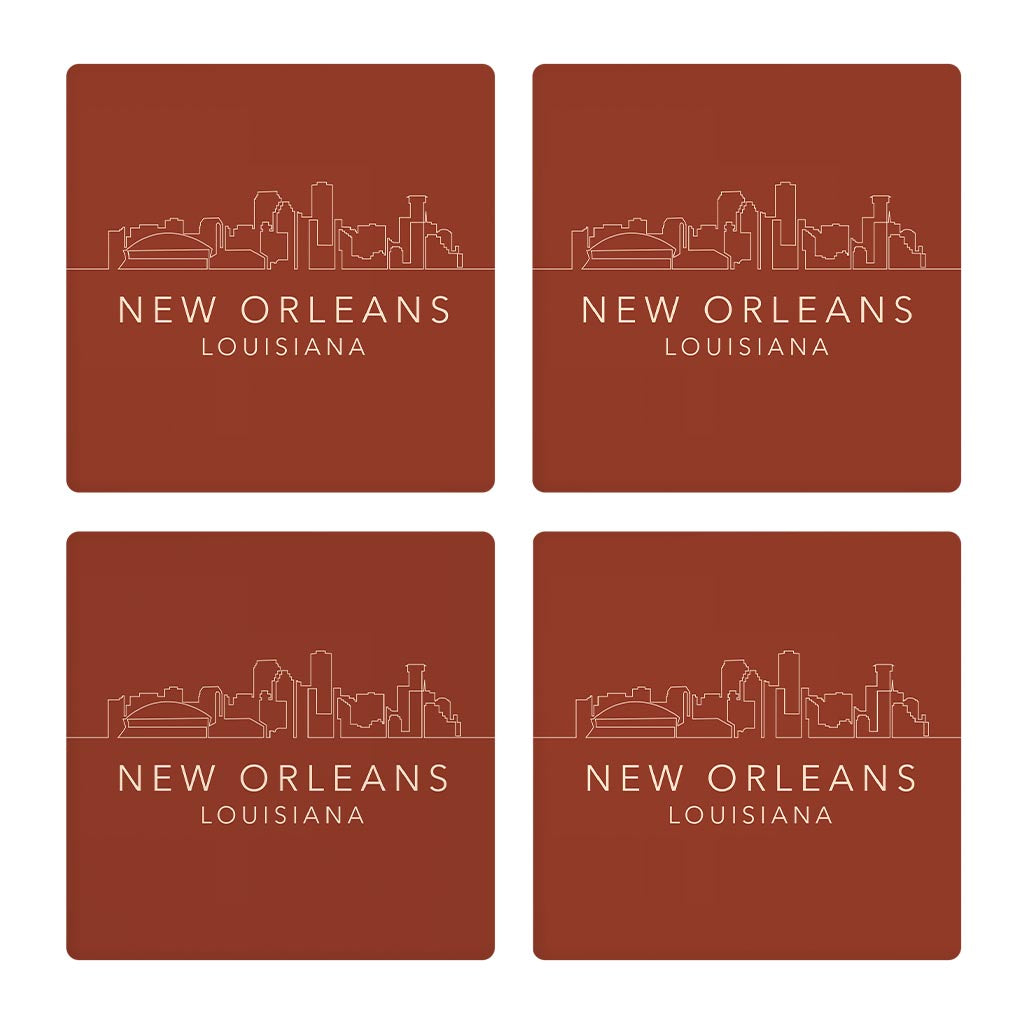 Louisiana Colorful New Orleans Skyline | Absorbent Coasters | Set of 4 | Min 2