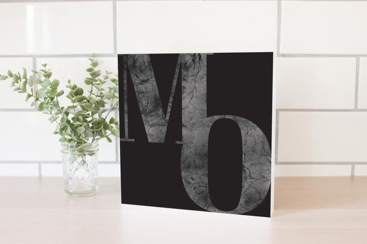 Minimalist B&W Missouri Black Initials | Wood Block | Eaches | Min 2