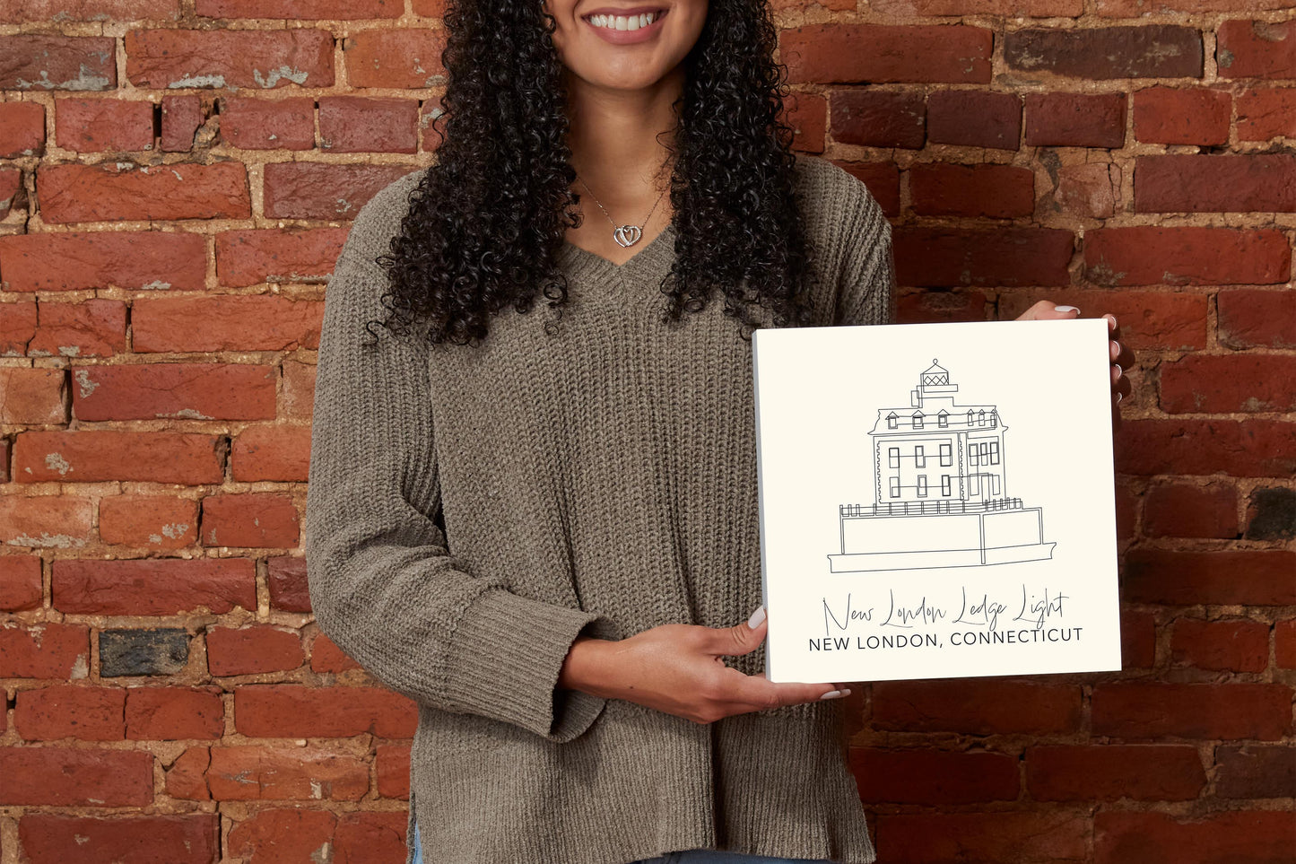 Cream New London Lodge Light | Wood Block | Eaches | Min 2