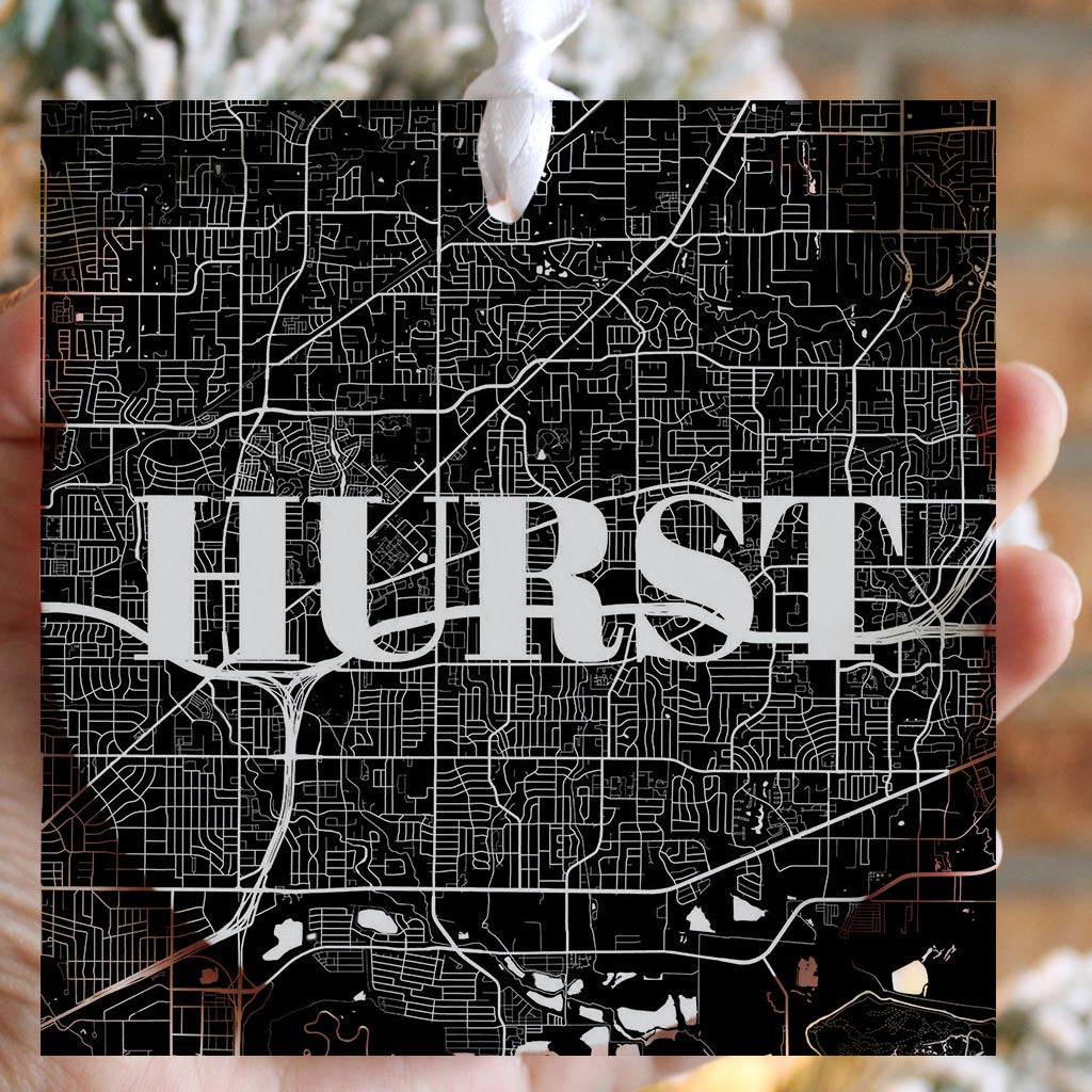 Minimalistic B&W Texas Hurst Map | Wood Ornament | Eaches | Min 6