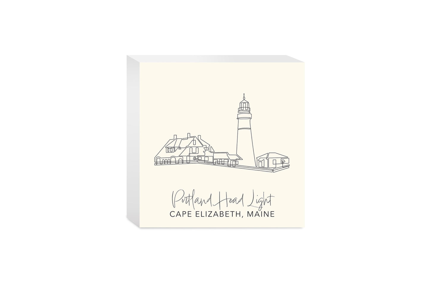 Cream Portland Head Light | Wood Block | Eaches | Min 4