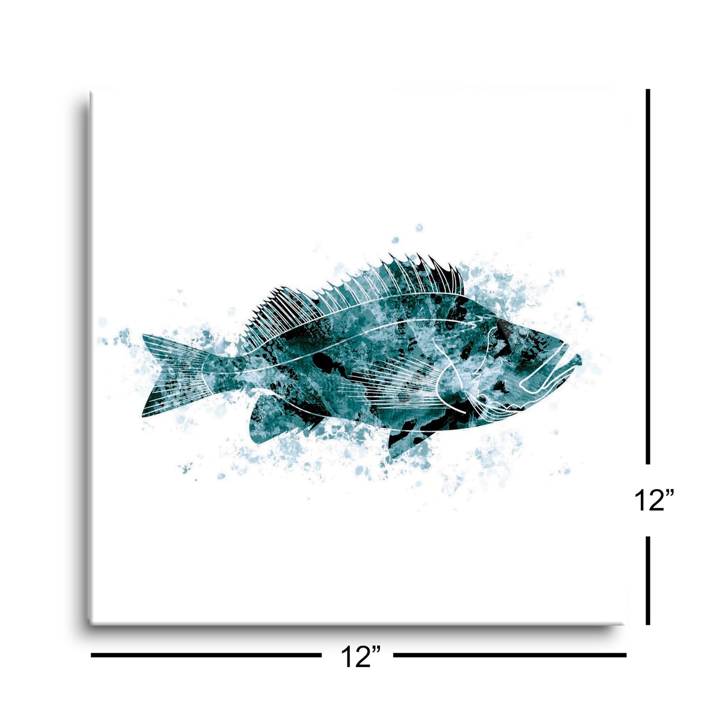 Blue White Water Color Red Fish | Hi-Def Glass Art | Eaches | Min 1