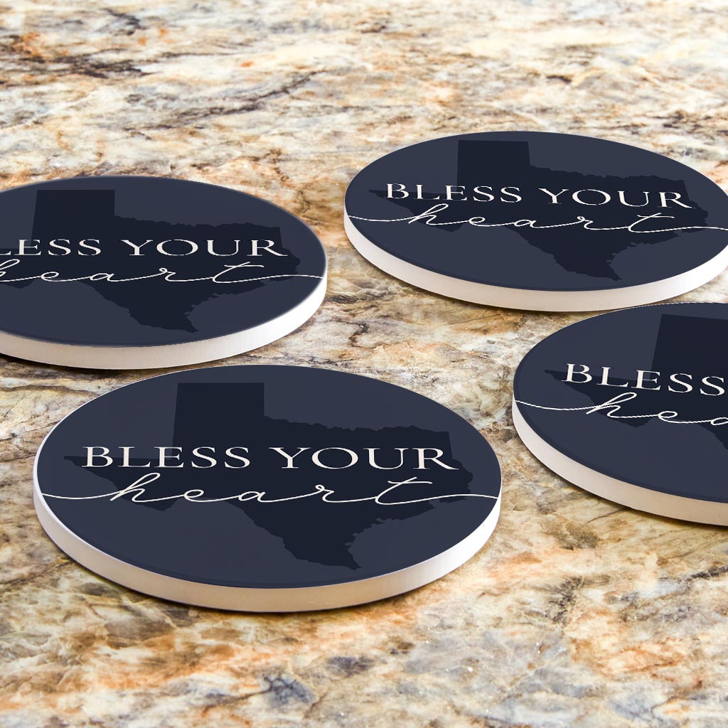 Modern Minimalist Texas Bless Your Heart | Absorbent Coasters | Set of 4 | Min 2