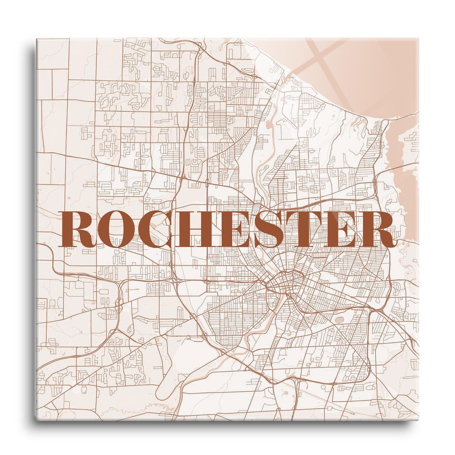 Modern Minimalist New York Rochester Map | Hi-Def Glass Art | Eaches | Min 1