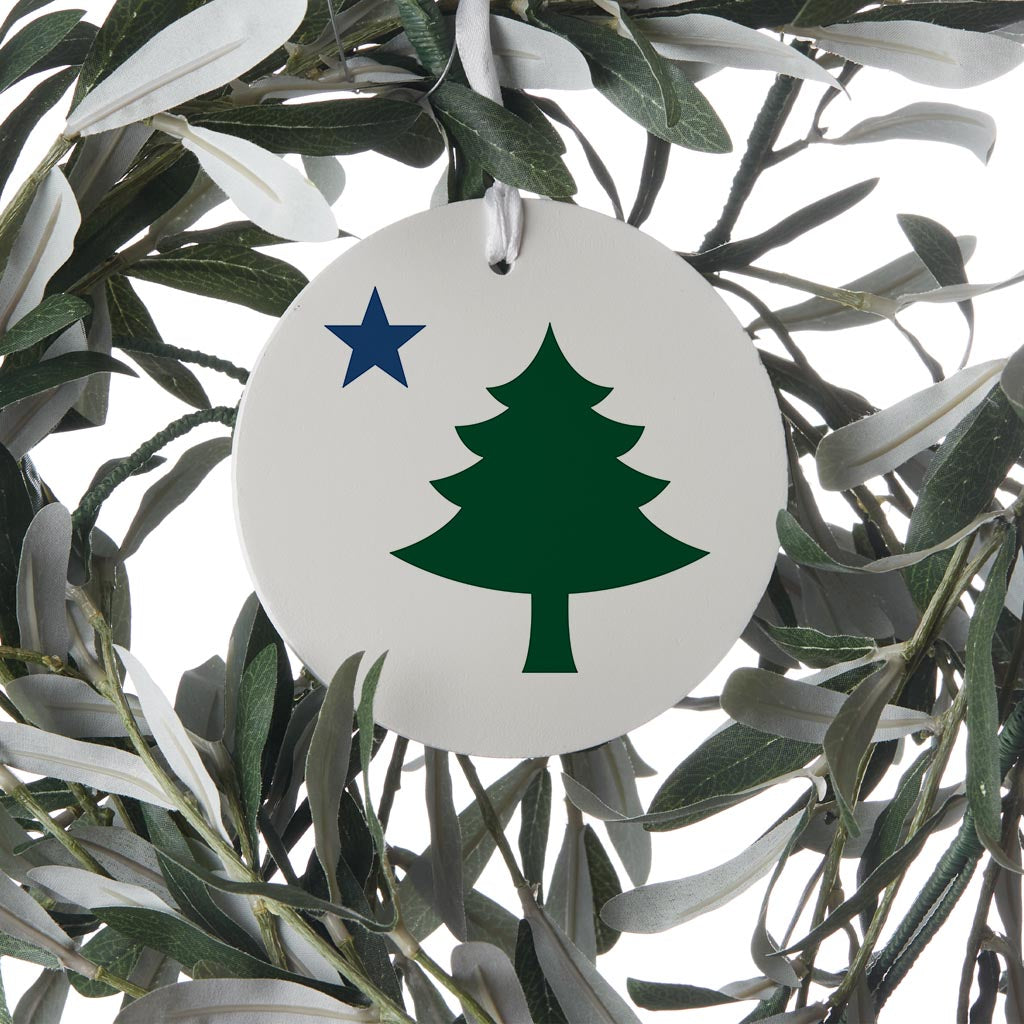 New England Star And Tree | Wood Ornament | Eaches | Min 6