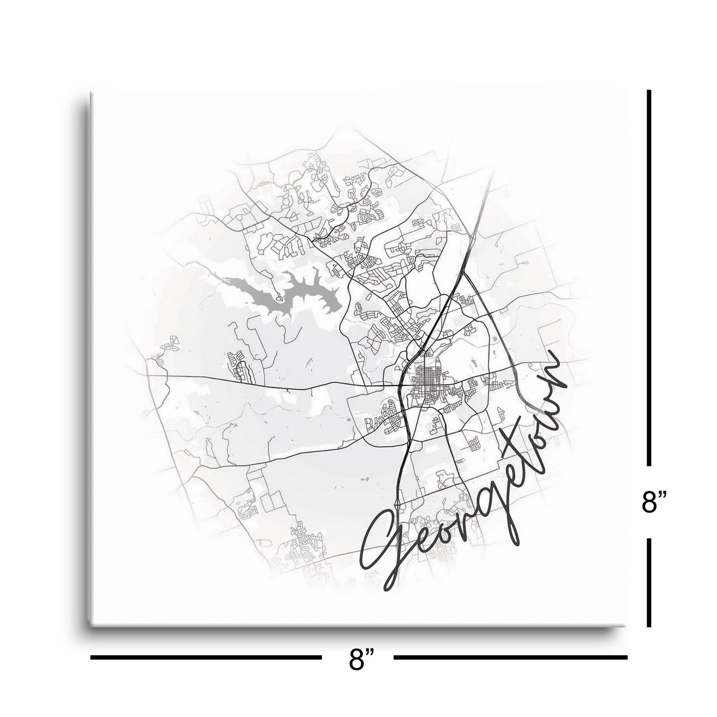 Minimalistic B&W Texas Georgetown Circle Map | Hi-Def Glass Art | Eaches | Min 2