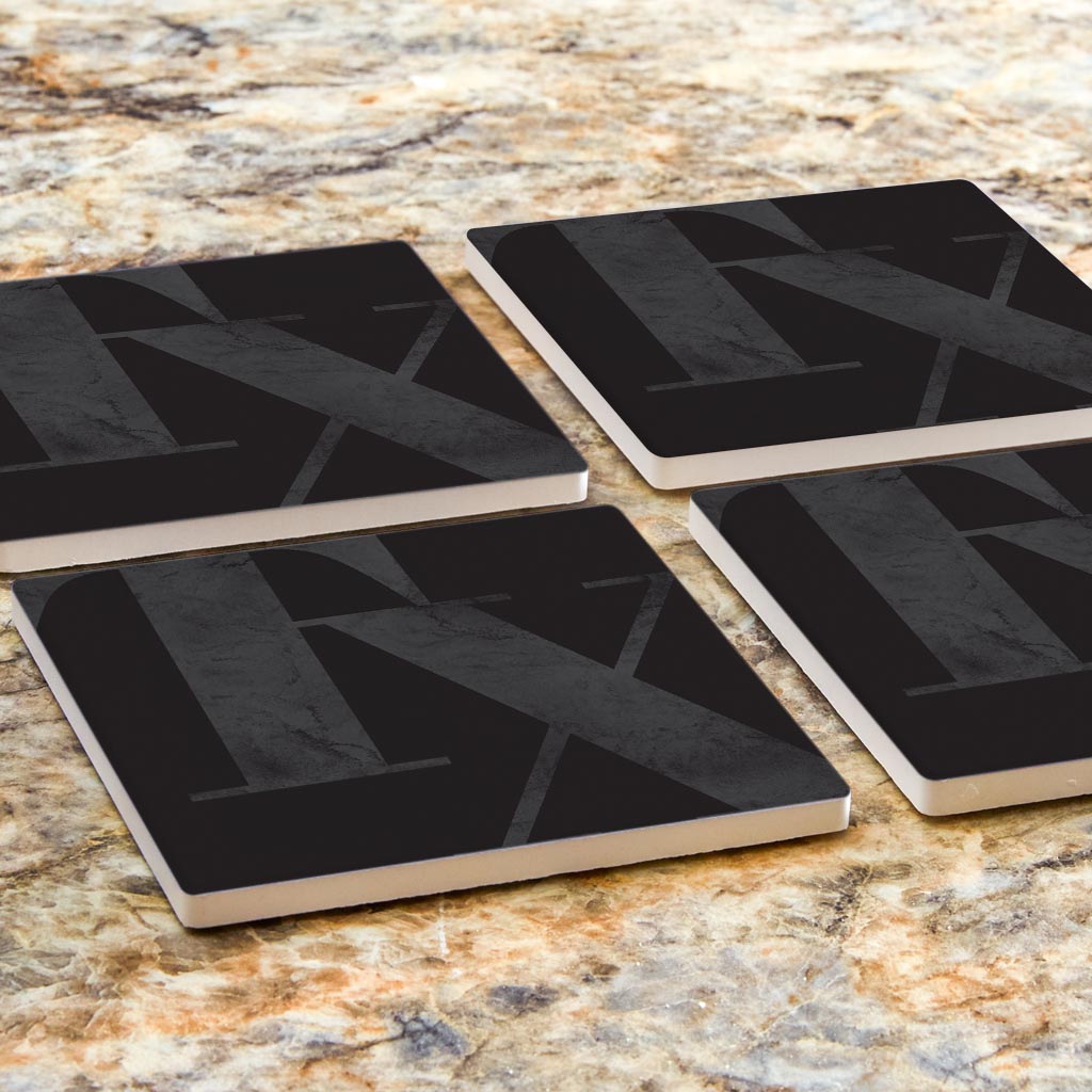 Modern Black Texas Initials | Absorbent Coasters | Set of 4 | Min 2