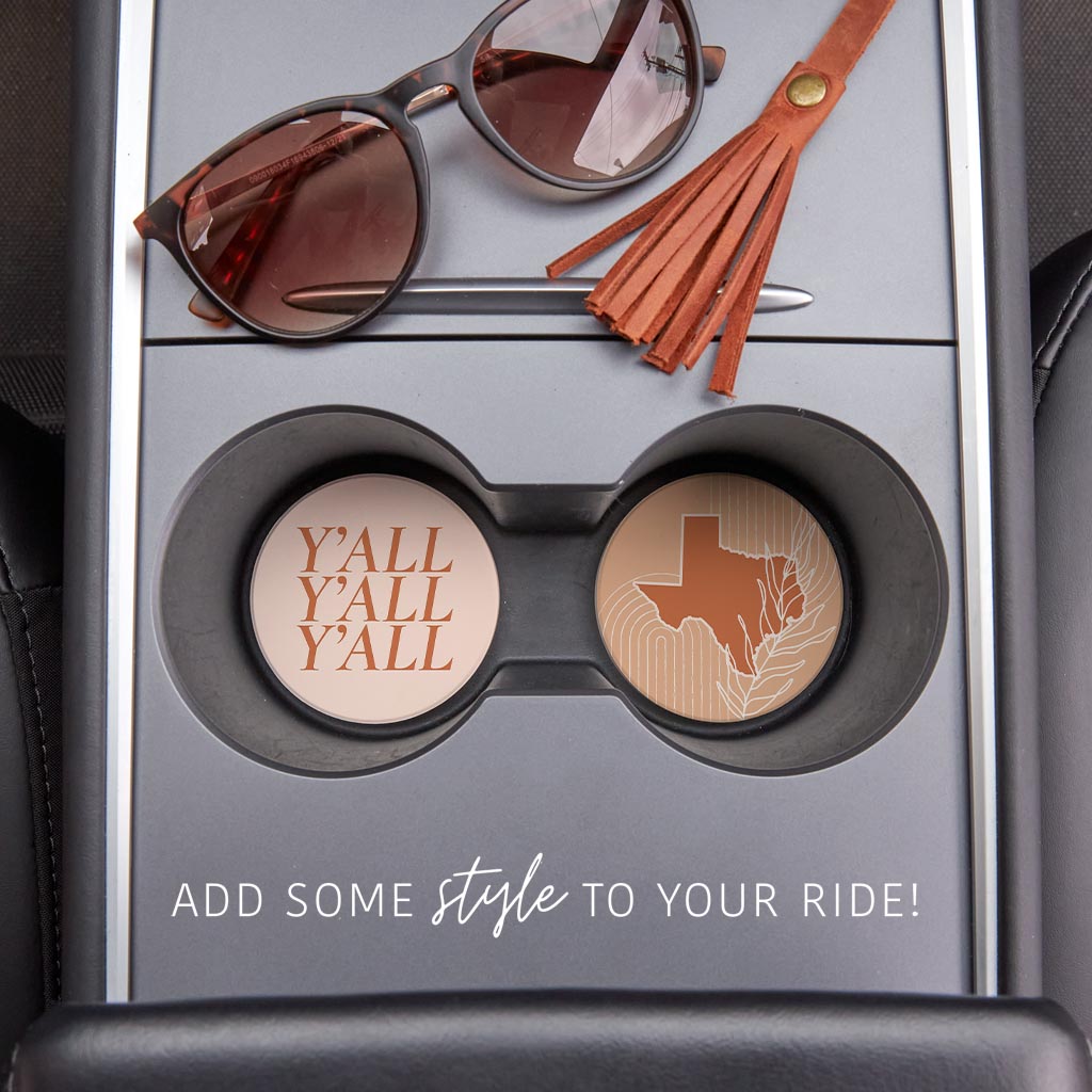 Modern Minimalist Texas Set | Absorbent Car Coasters | Set of 2 | Min 4