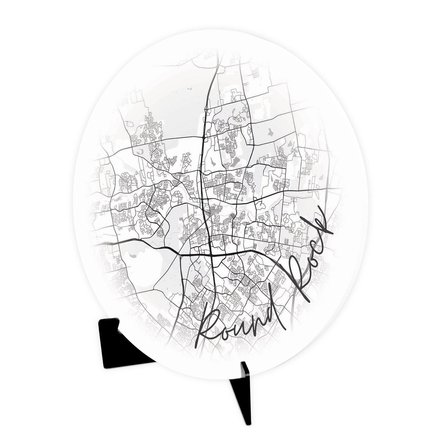 Minimalistic B&W Texas Round Rock Circle Map | Wood Sign | Eaches | Min 1