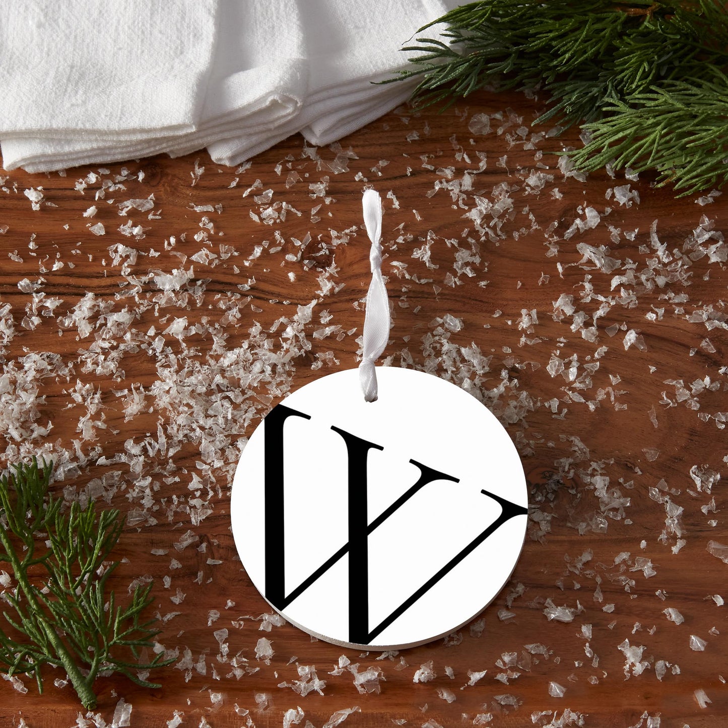 Minimalist Monogram W Circle| Wood Ornament | Eaches | Min 6