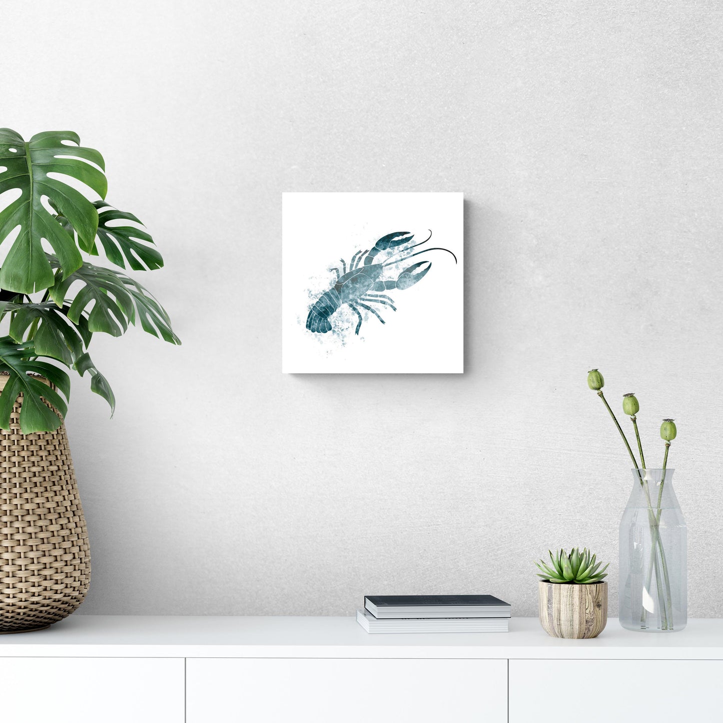Blue White Water Color Crawfish | Hi-Def Glass Art | Eaches | Min 1