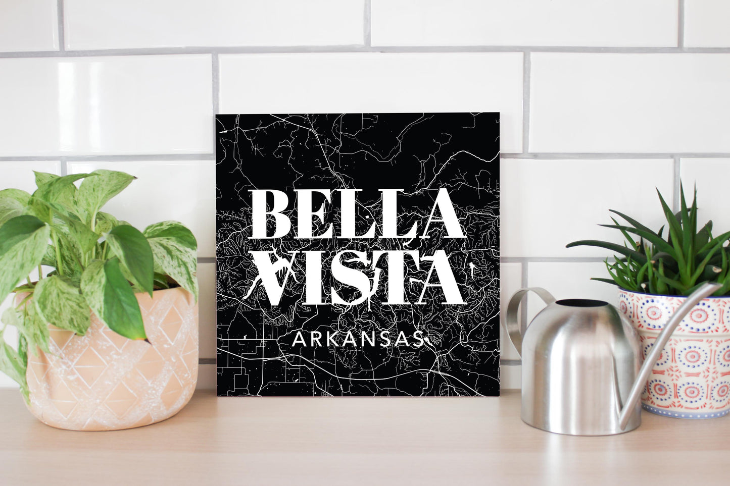 Minimalist B&W Arkansas Bella Vista Map State | Wood Sign | Eaches | Min 2