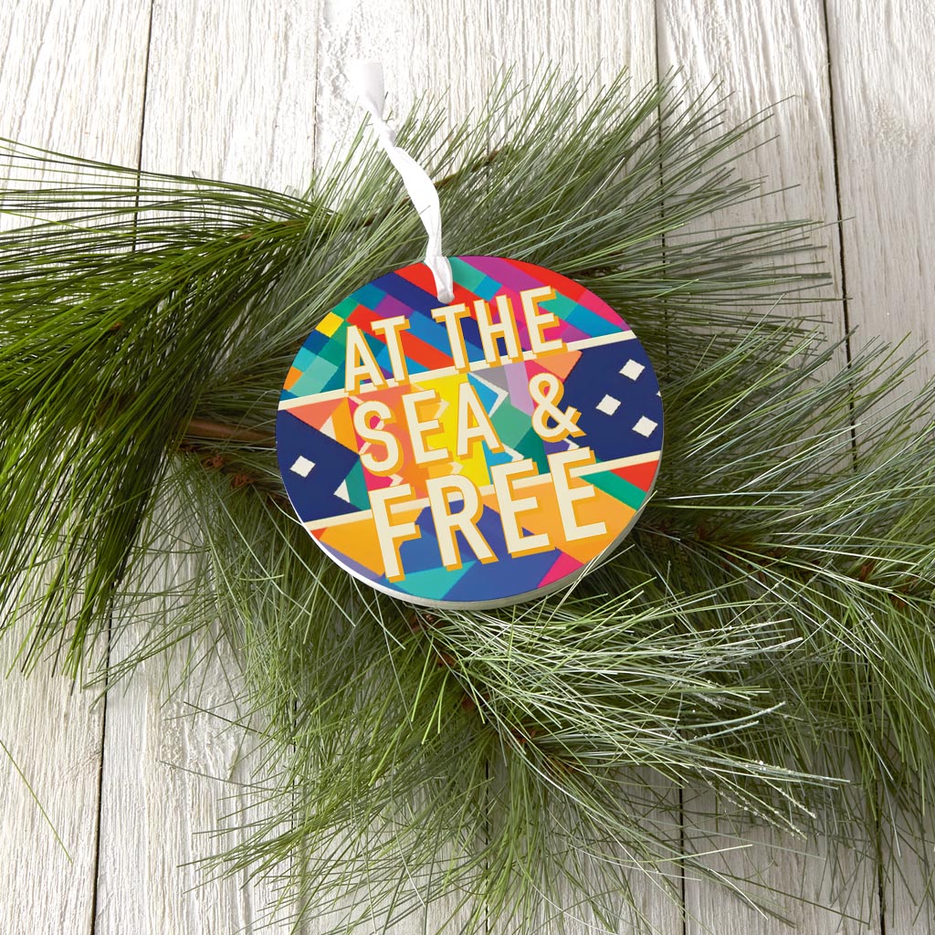 At The Sea Free | Wood Ornament | Eaches | Min 6